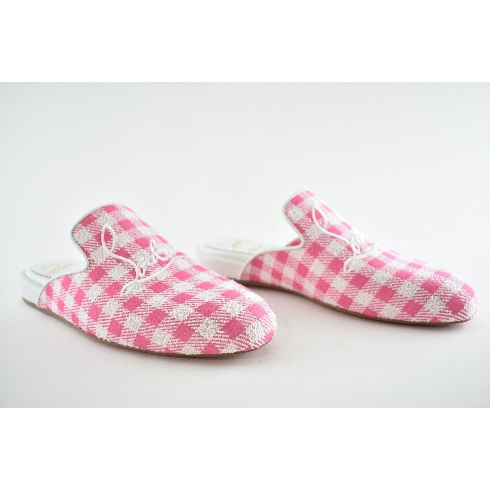 Christian Louboutin Navy Coolito Donna Flat Pink Logo