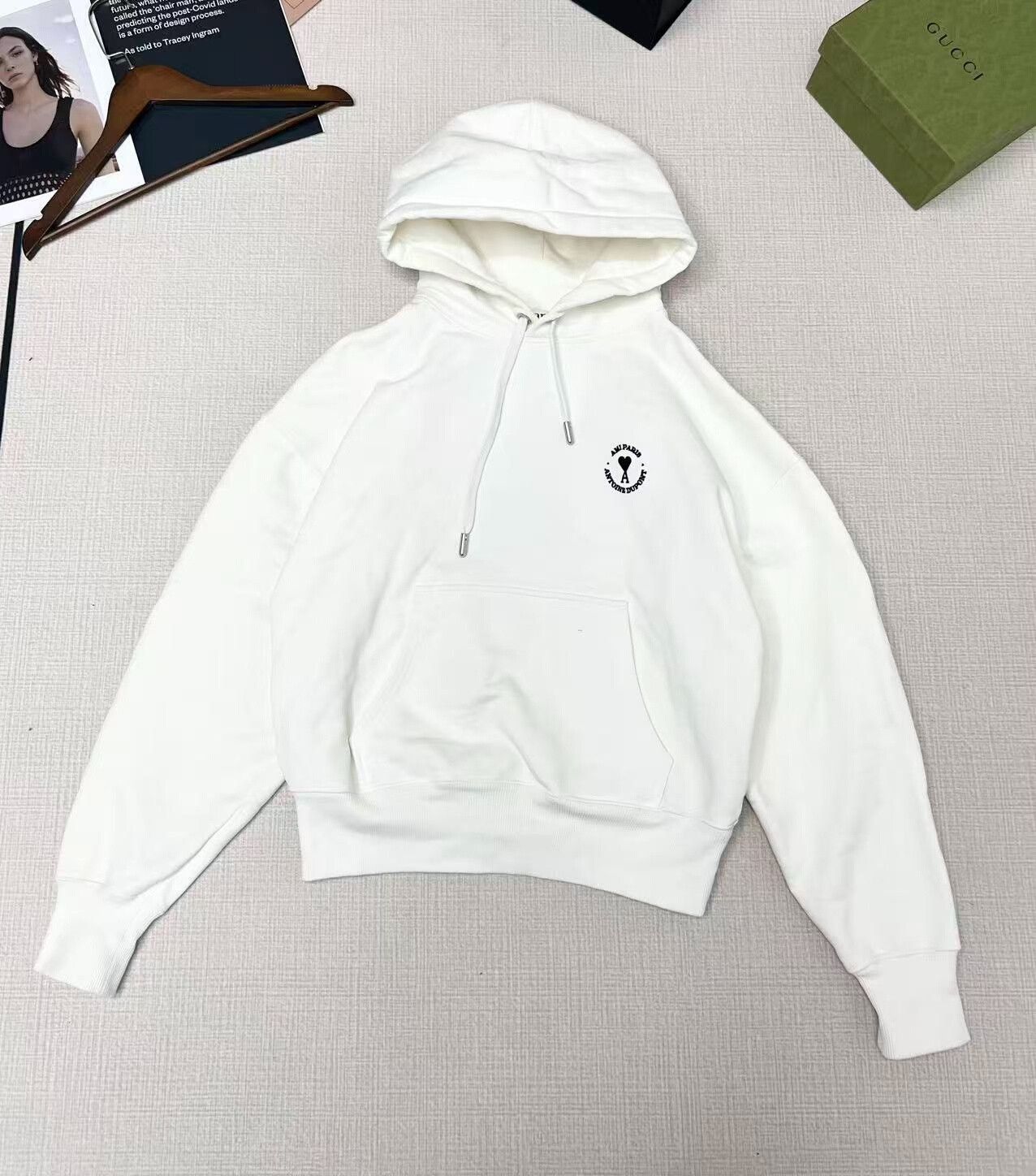 AMI AMI White Cotton Hooded Sweatshirt Size US S / EU 44-46 / 1 - 1 Thumbnail