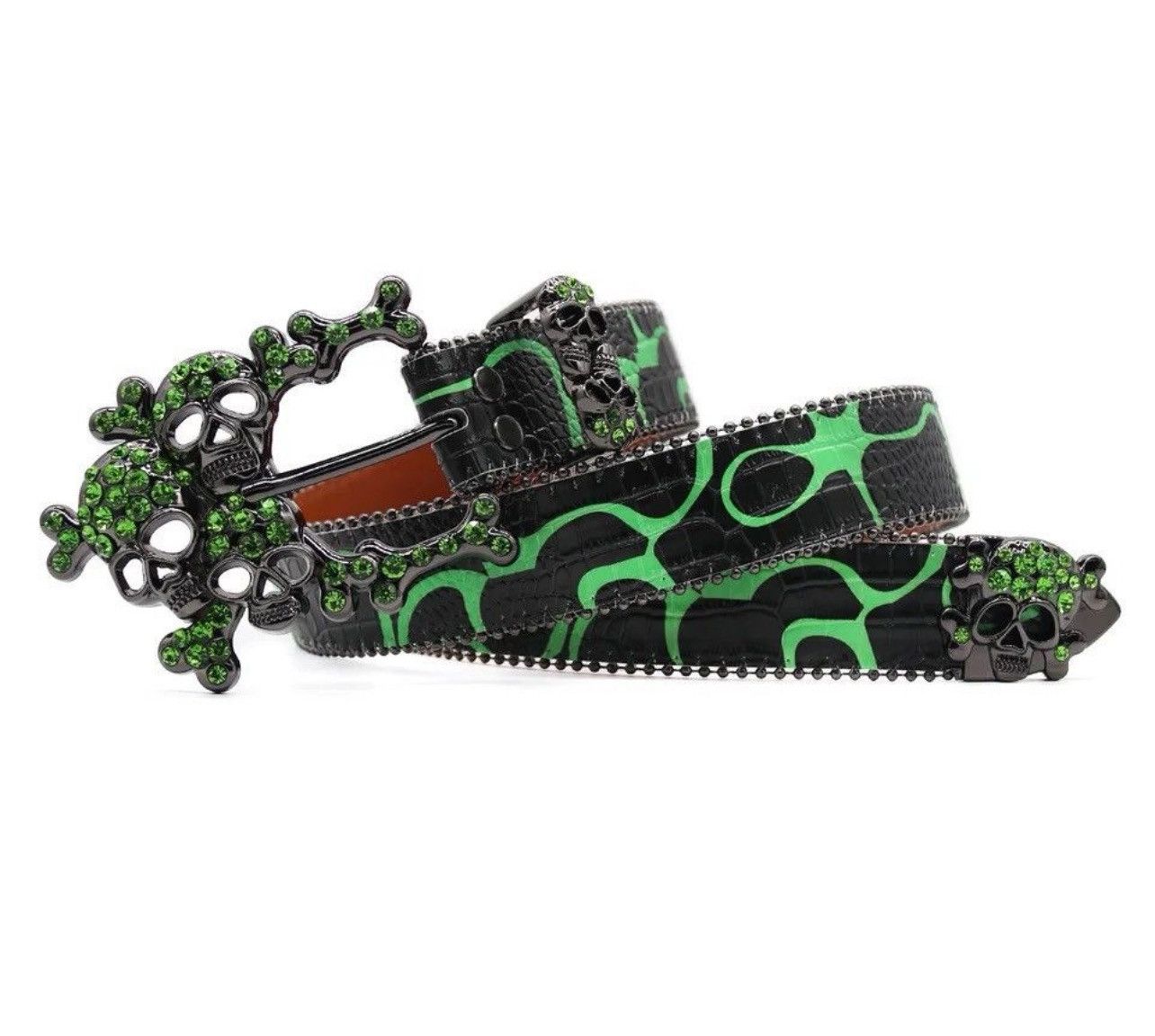 Japanese Brand × Leather Skull Western Design Crystal Studded PU Belt Size ONE SIZE - 3 Thumbnail