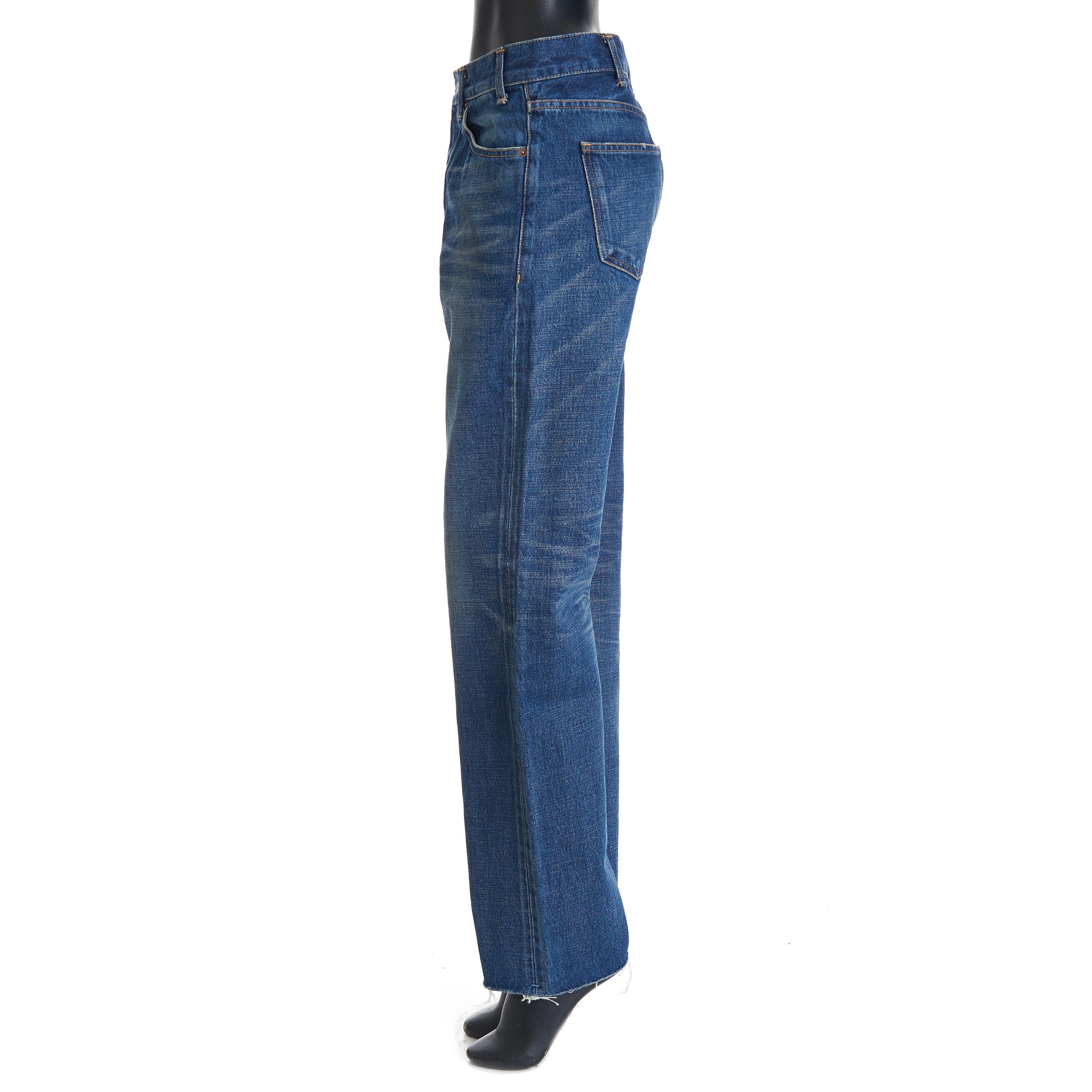 Celine Polly Jeans In Dark Union Wash Denim With Raw Seams Size 28" / US 6 / IT 42 - 4 Thumbnail