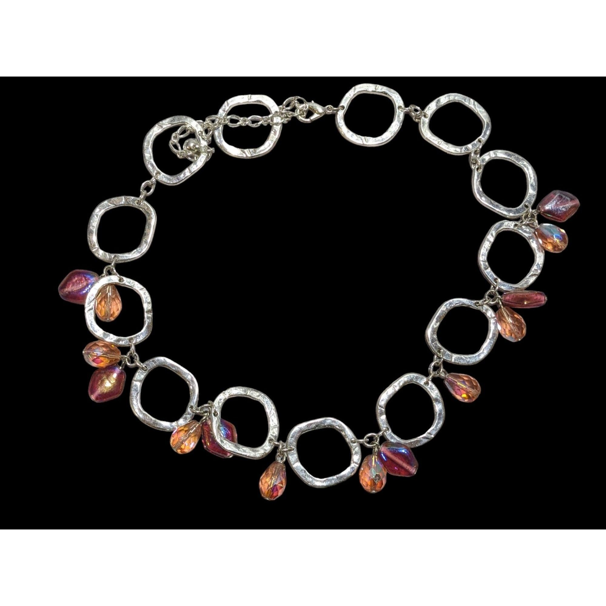 Other Pink And Silver Abstract Link Beaded Necklace Size ONE SIZE - 1 Thumbnail