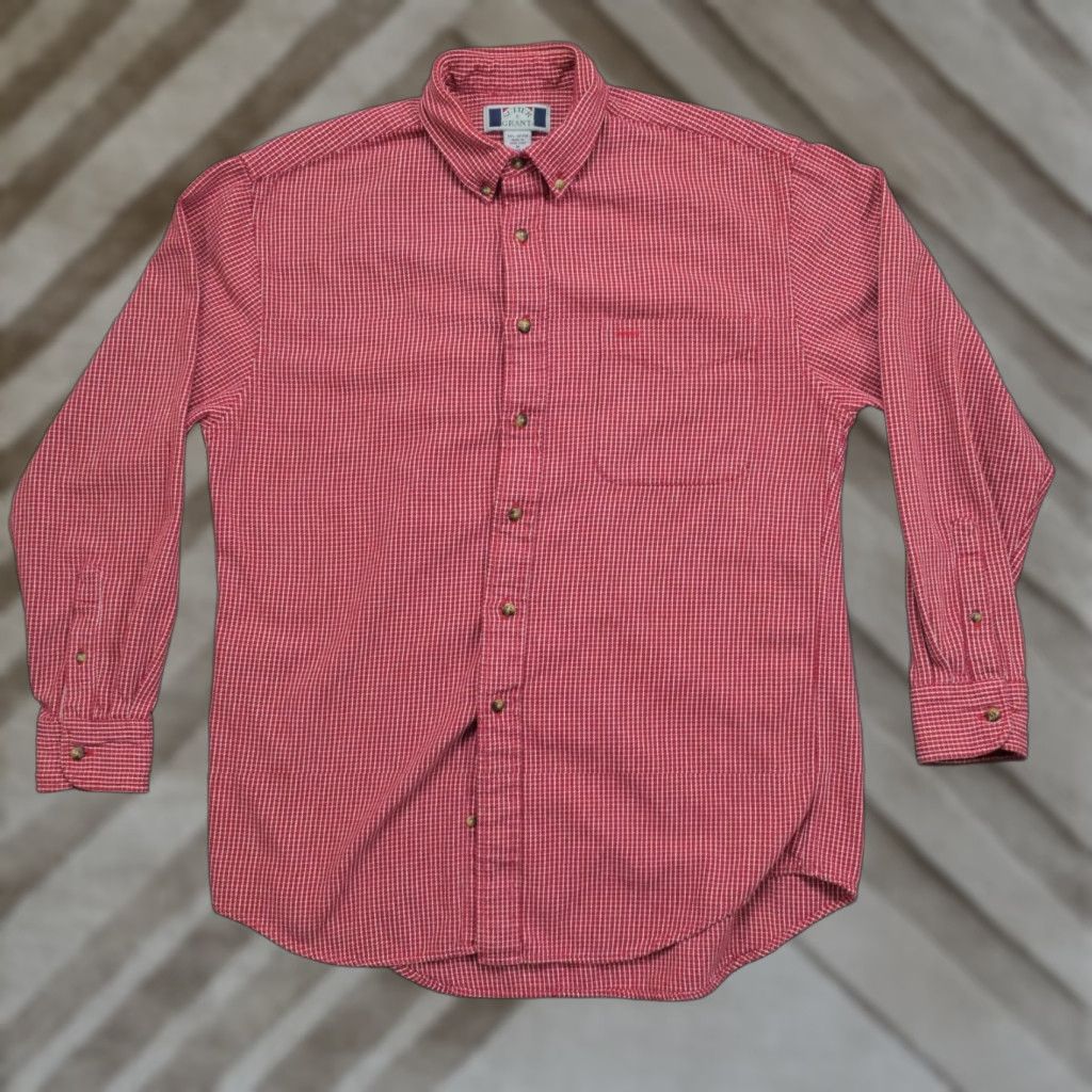 Vintage VINTAGE Sutter & Grant Shirt Mens Medium Red White Houndstooth Heavyweight 90s Size US M / EU 48-50 / 2 - 1 Thumbnail