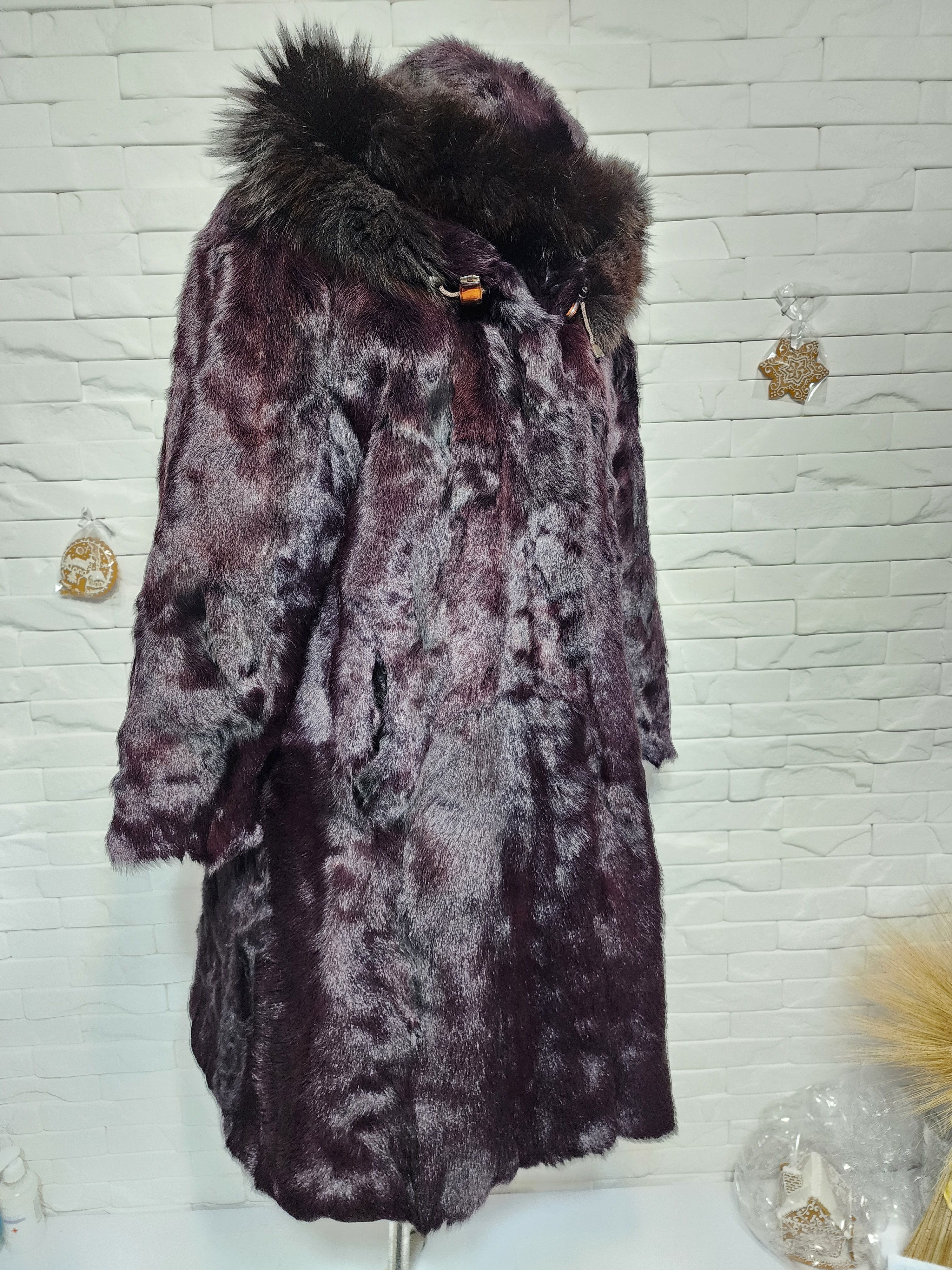 Furla Black Goat Fur Coat: Women's Warm Hooded Outerwear Size XL / US 12-14 / IT 48-50 - 3 Thumbnail