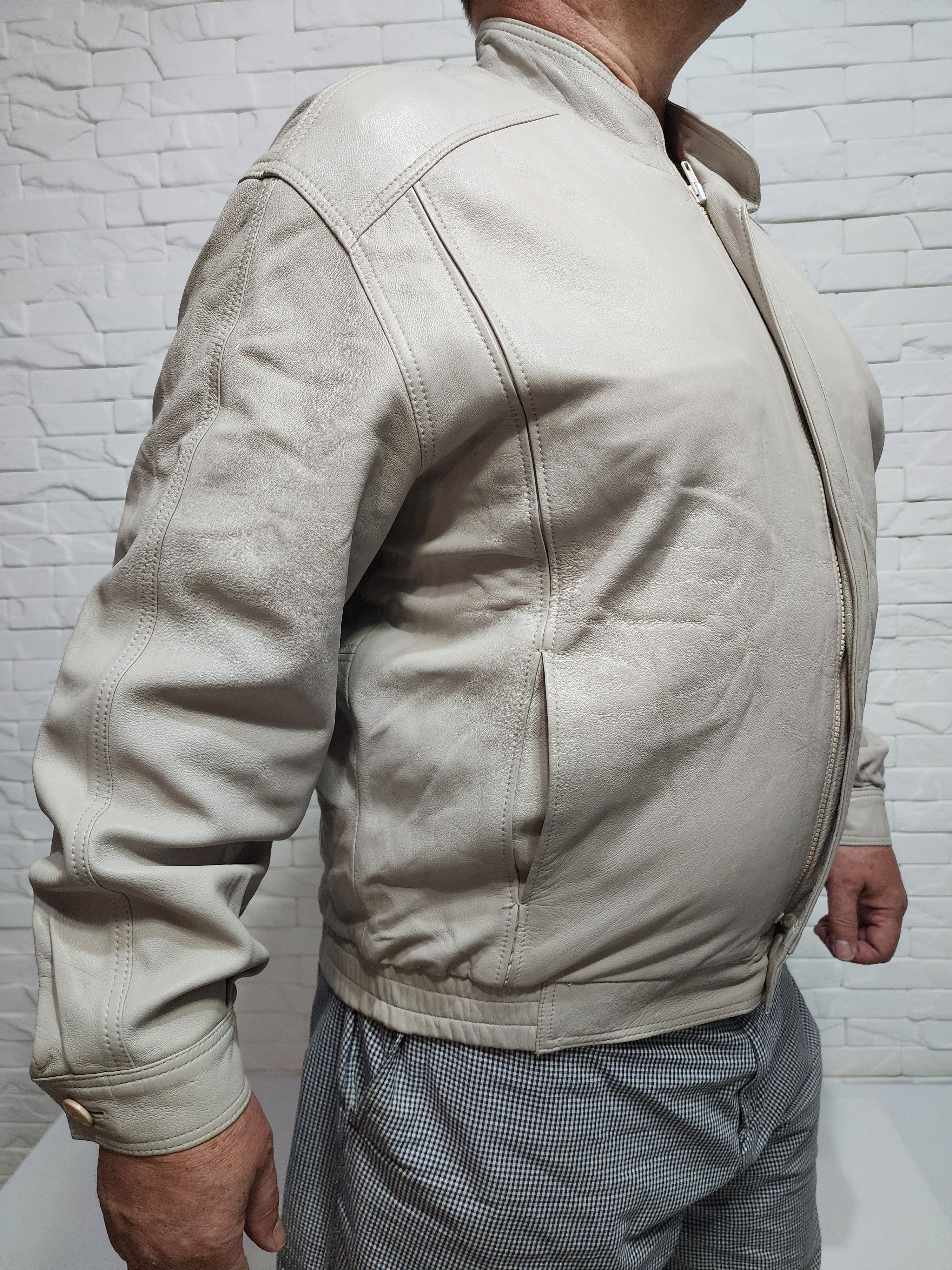Genuine Leather Men's leather jacket in gray Size US L / EU 52-54 / 3 - 3 Thumbnail