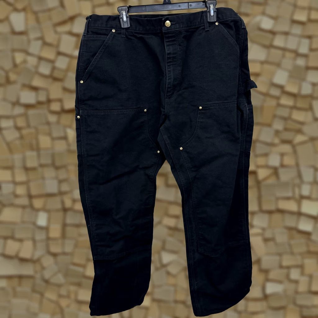 Carhartt VINTAGE Carhartt B01 USA Men's 40 x 30 Black Canvas Duck Double Knee Carpenter Pants Size US 40 / EU 56 - 1 Thumbnail