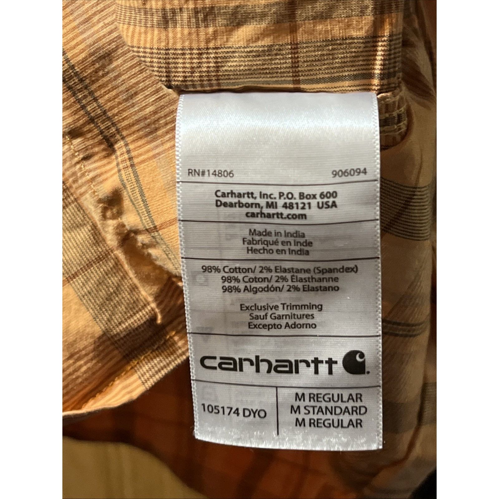 Carhartt Carhartt Shirt Mens M Orange Plaid Rugged Flex SS Hiking Size US M / EU 48-50 / 2 - 6 Thumbnail