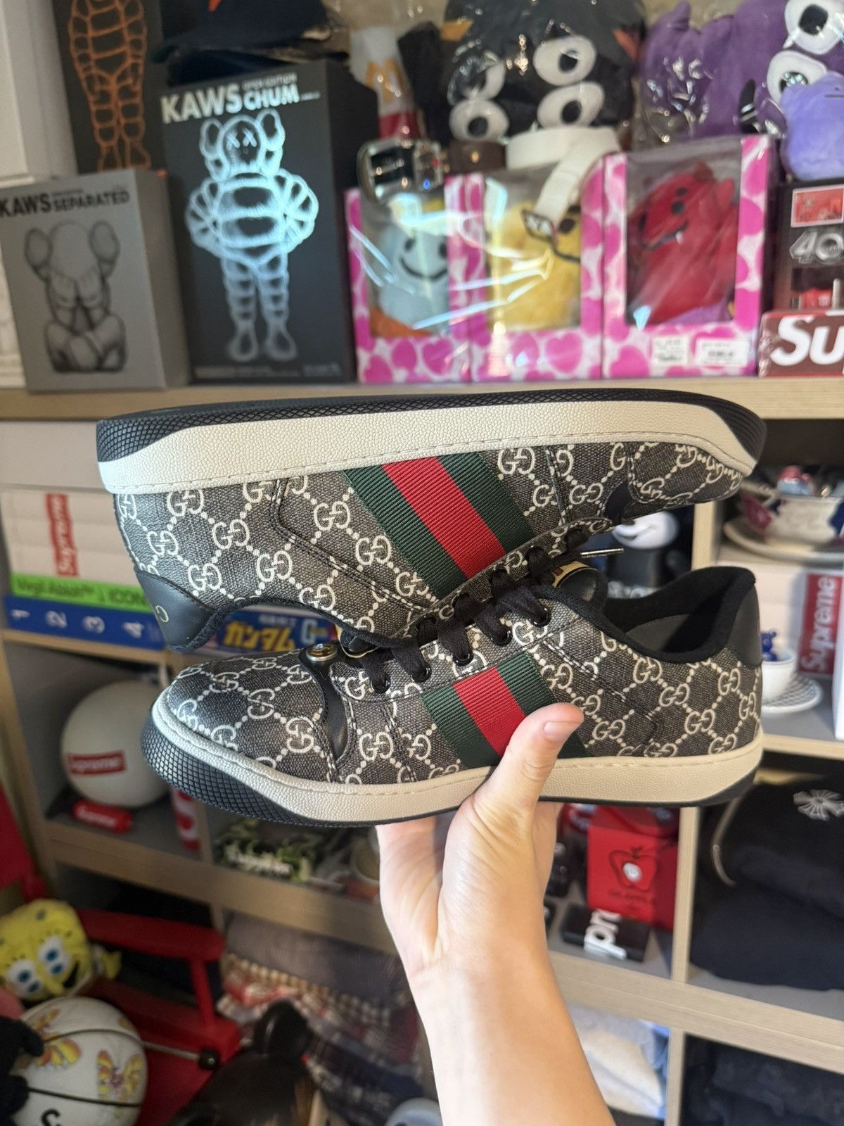 Gucci Gucci Black/Grey Monogram Screen Sneakers Size US 9 / EU 42 - 5 Thumbnail