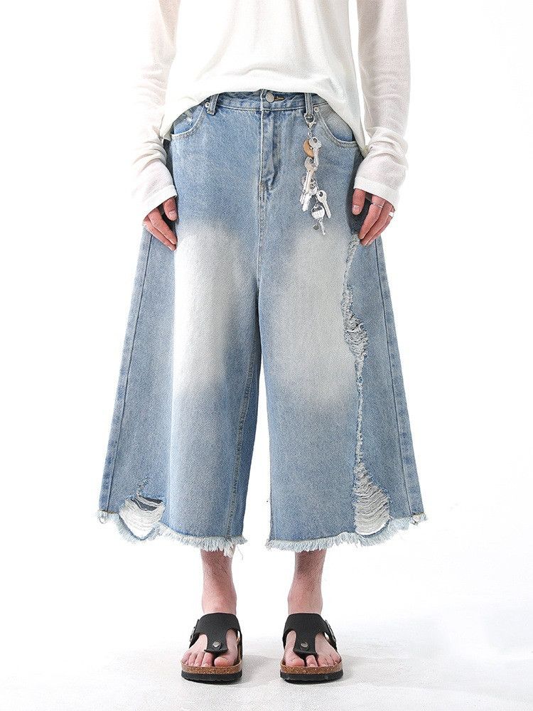 Japanese Brand Men's Retro Distressed Wide-Leg Denim Shorts Size US 32 / EU 48 - 1 Thumbnail