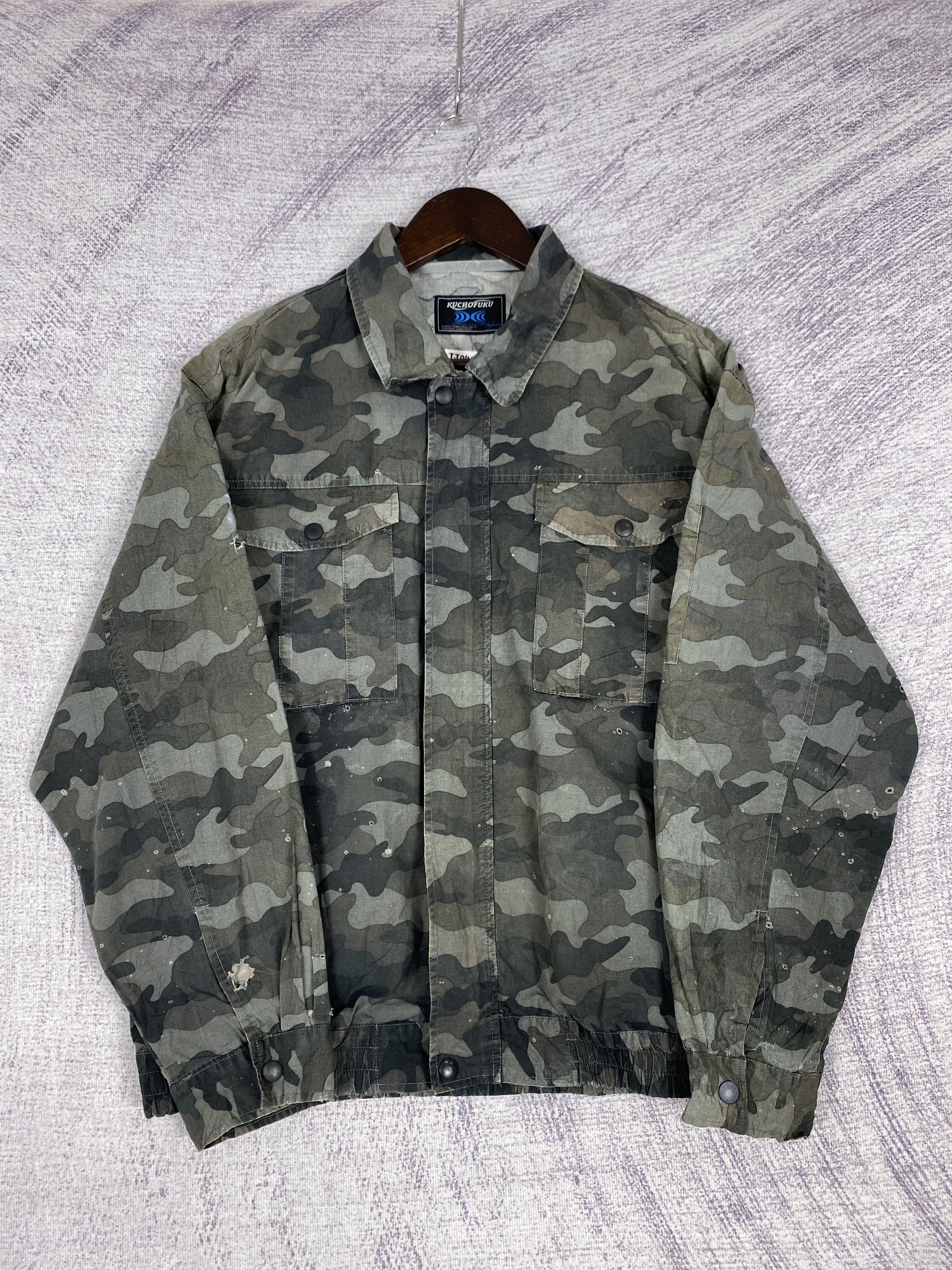 Japanese Brand Vintage Kuchofuku Camo Zip Up Plain Canvas Jacket Size US L / EU 52-54 / 3 - 3 Thumbnail