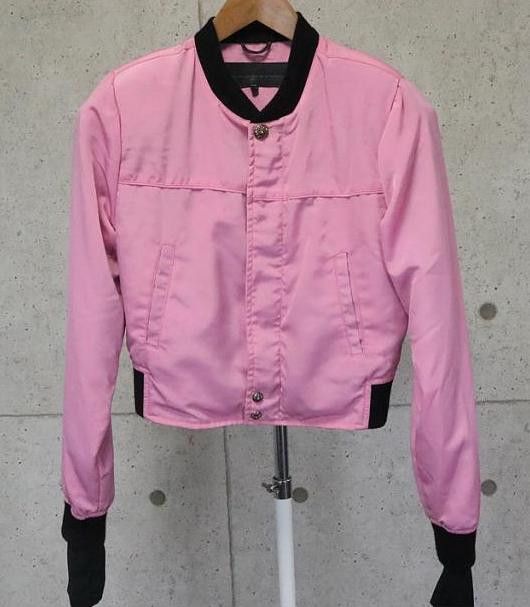 image of Chrome Hearts Pink Leather Bomber, Women's (Size Small)