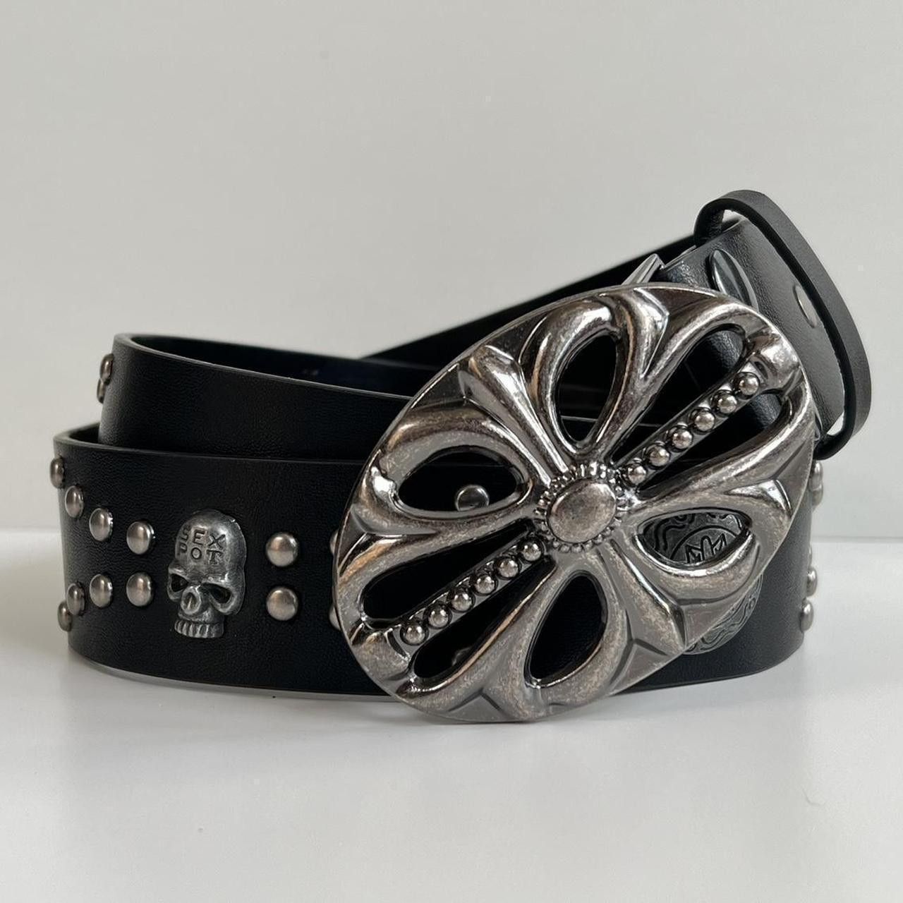 Cowboy Equipment × Vintage y2k 2000s vintage skeleton cross studded goth emo black belt Size ONE SIZE - 3 Thumbnail