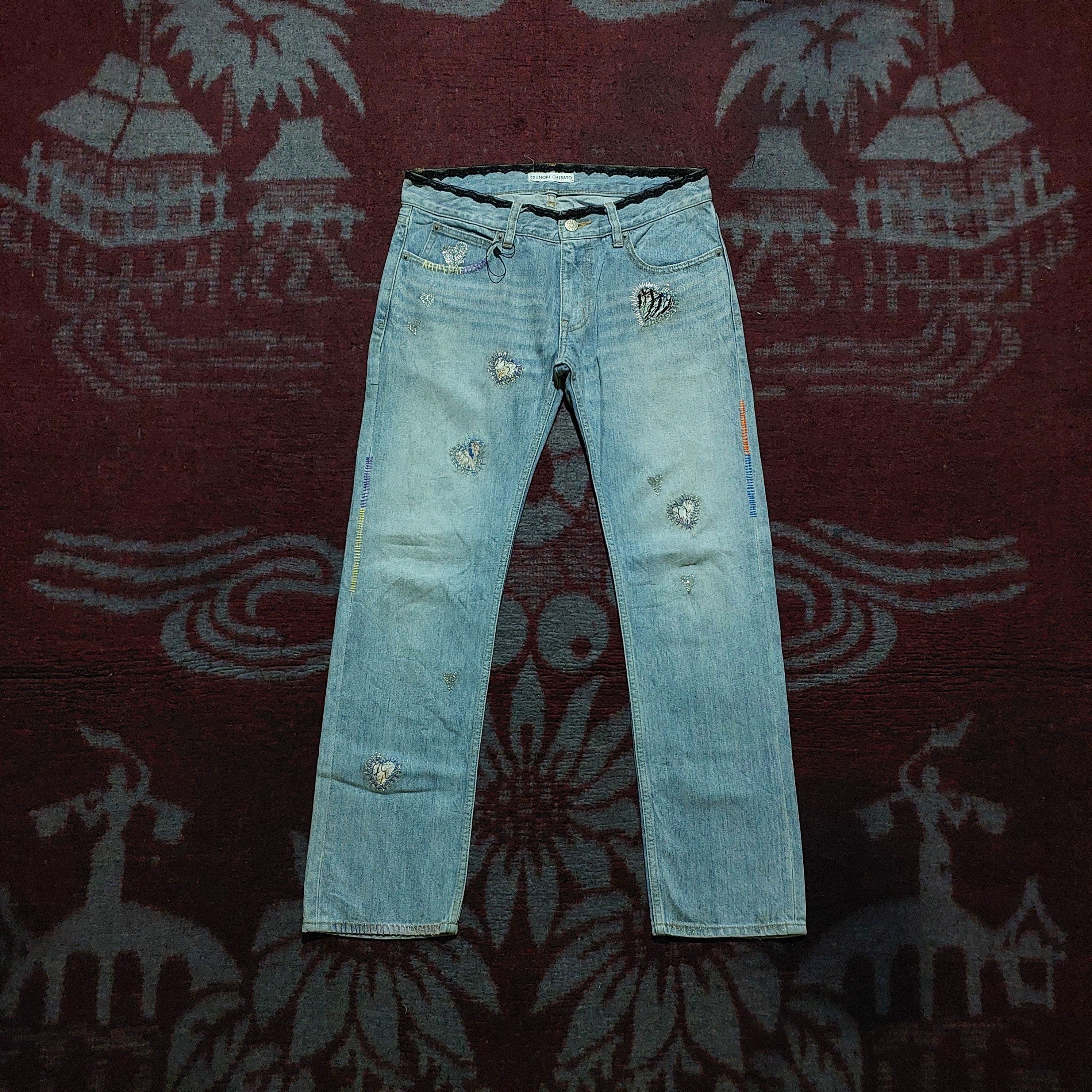 Issey Miyake vintage Tsumori Chisato heart patch blue jeans Size 30" / US 8 / IT 44 - 1 Thumbnail
