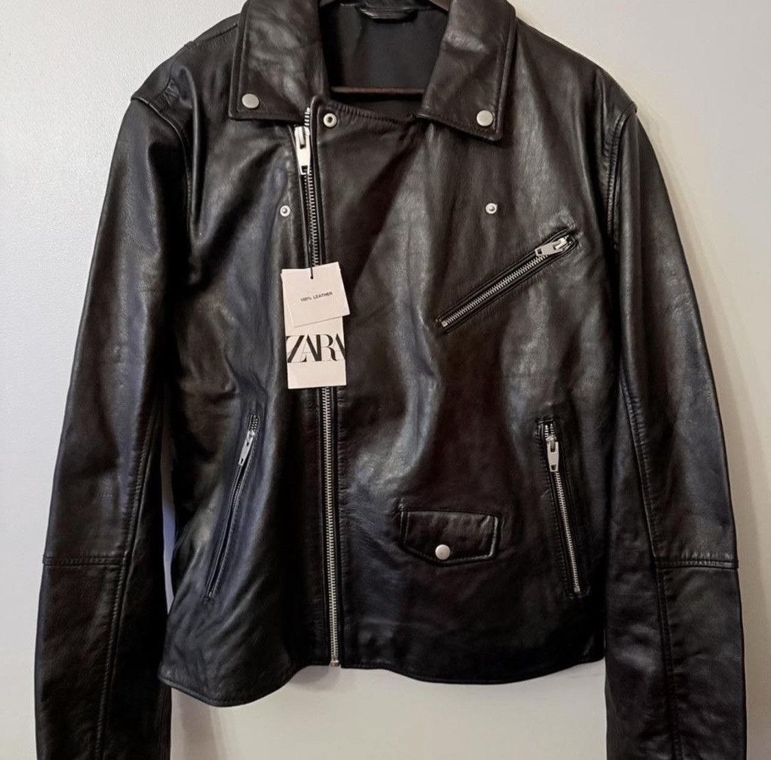 Zara Zara Genuine Leather Biker Jacket Size US XL / EU 56 / 4 - 1 Thumbnail