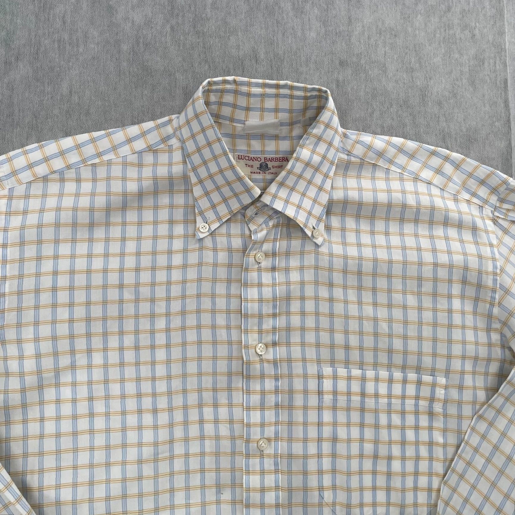 Vintage VINTAGE Luciano Barbera Shirt Adult Large Long Sleeve Button-Up Check Casual Mens L White Blue Yellow Size US L / EU 52-54 / 3 - 3 Thumbnail