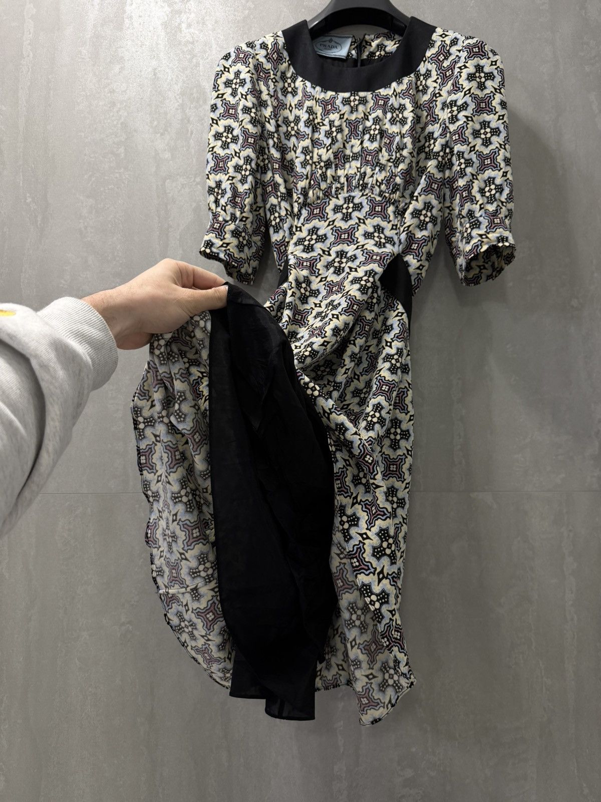 Prada Prada 2015 Purple & Blue Printed Viscose Stretch Crepe Dress Size S / US 4 / IT 40 - 16 Thumbnail