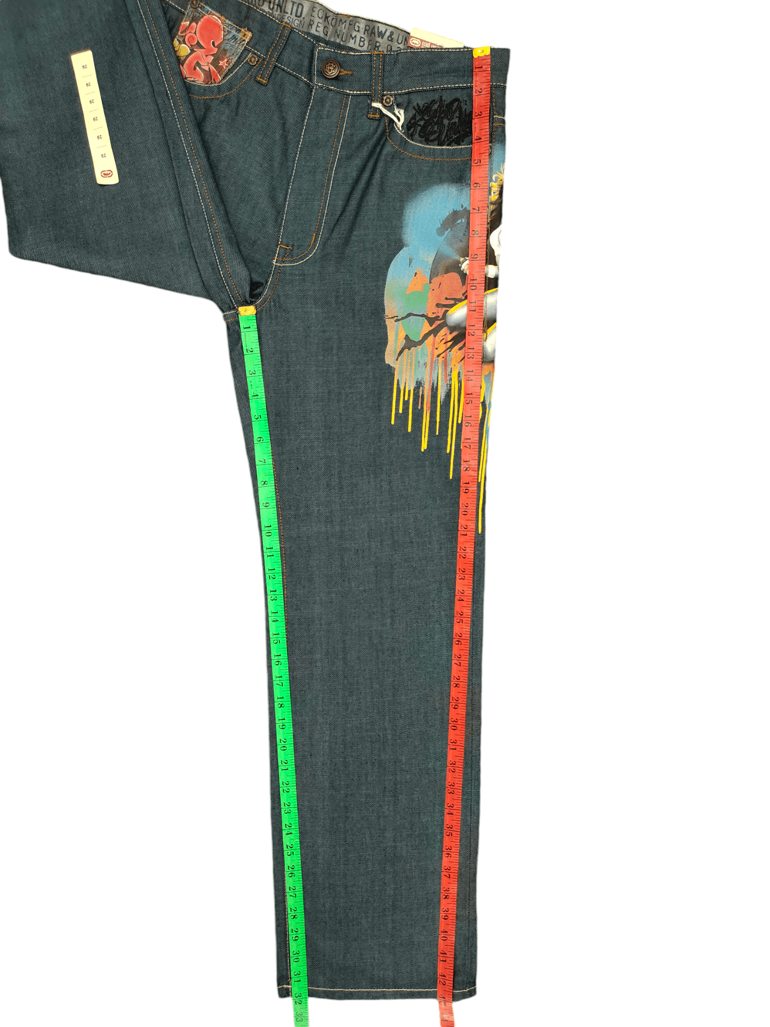 Ecko Unltd. Vintage Y2k Ecko Naked Girl Graffiti Print Baggy Denim Jeans Size US 30 / EU 46 - 10 Thumbnail