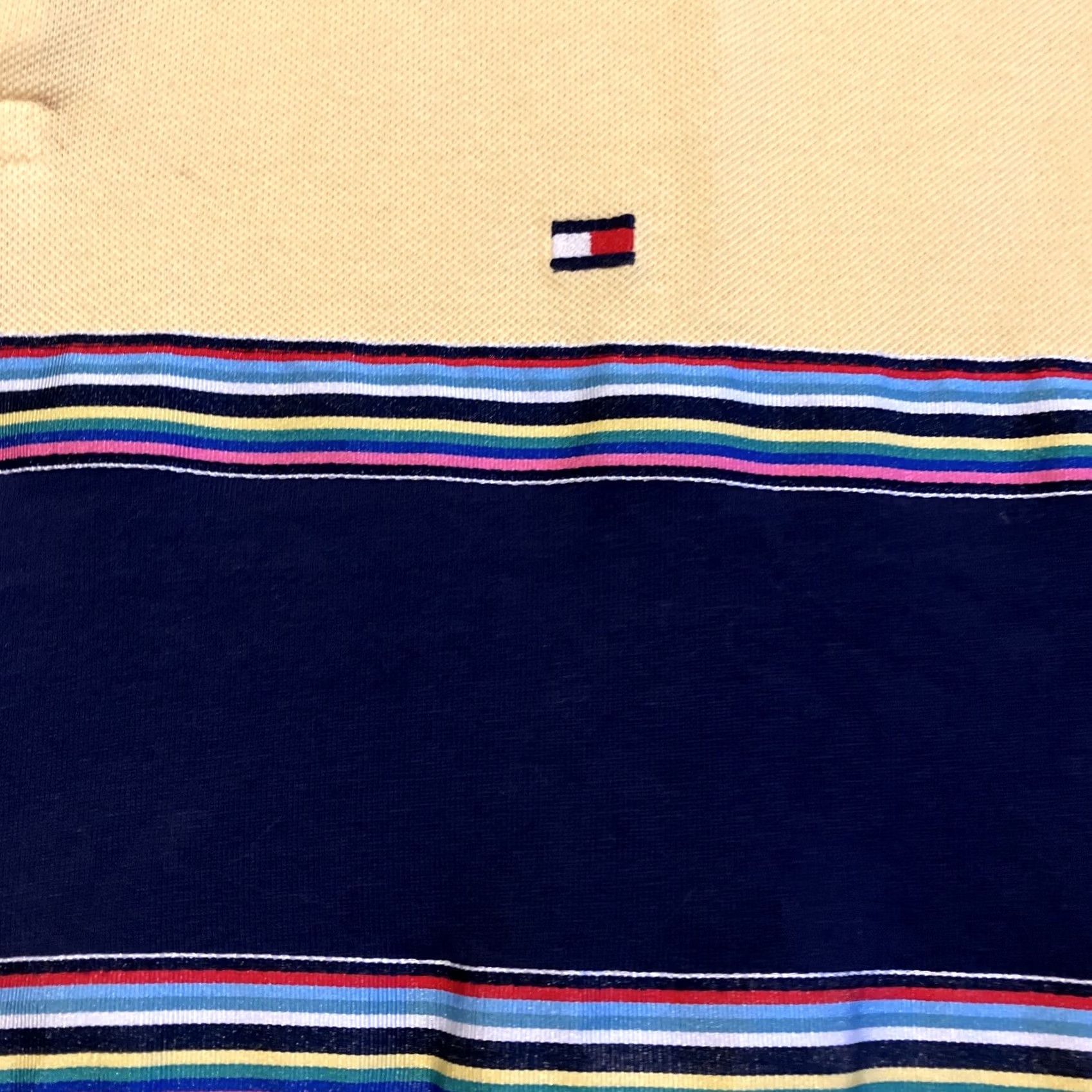 Tommy Hilfiger VINTAGE Tommy Hilfiger Mens L Yellow Short Sleeve Golf Polo Ribbons Size Size US L / EU 52-54 / 3 - 2 Thumbnail