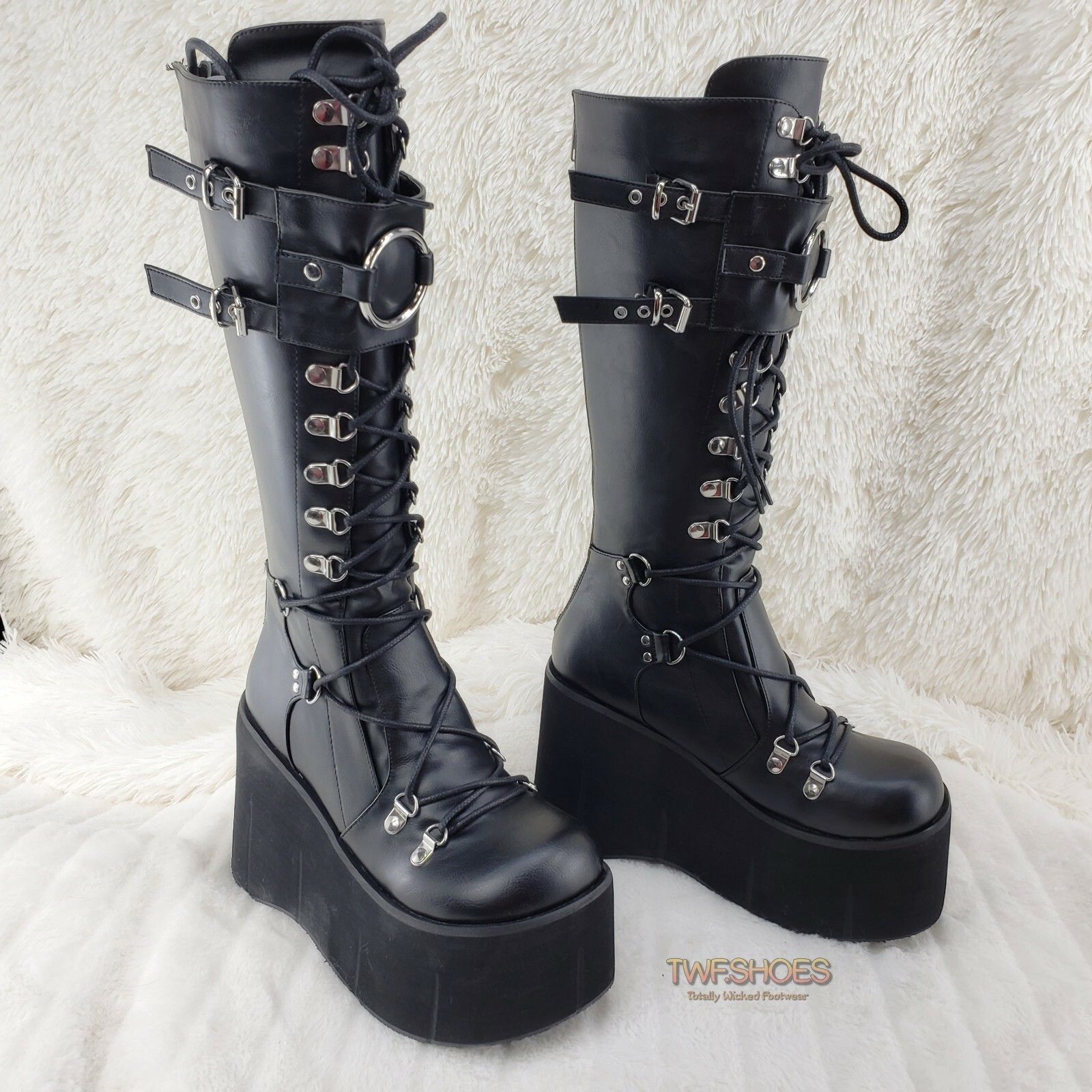 Other DEMONIA Kera 200 Black Shin Shield Knee Boot 4.5" Platform G Size US 9 / IT 39 - 6 Thumbnail
