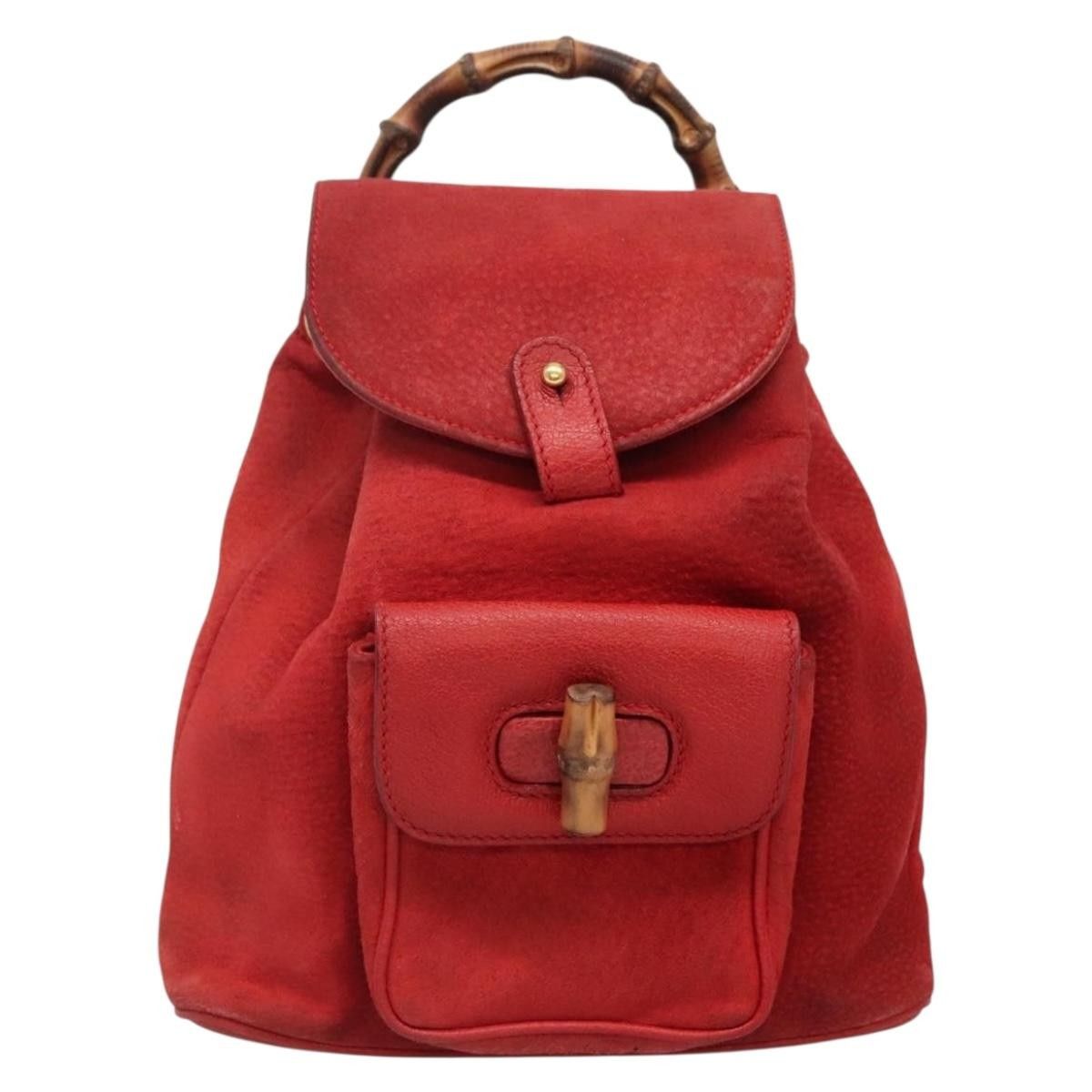 Gucci Gucci Vintage Bamboo Backpack Suede Size ONE SIZE - 1 Thumbnail
