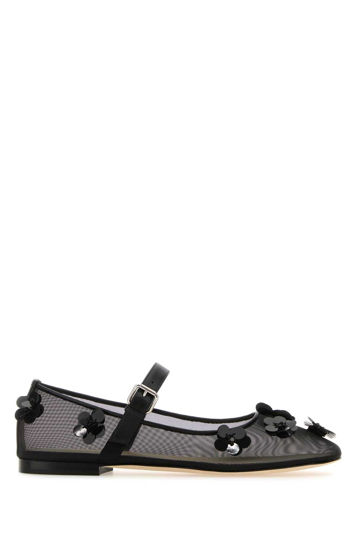 image of Mach&mach Black Mesh Ballerinas Shoes, Women's (Size 7)