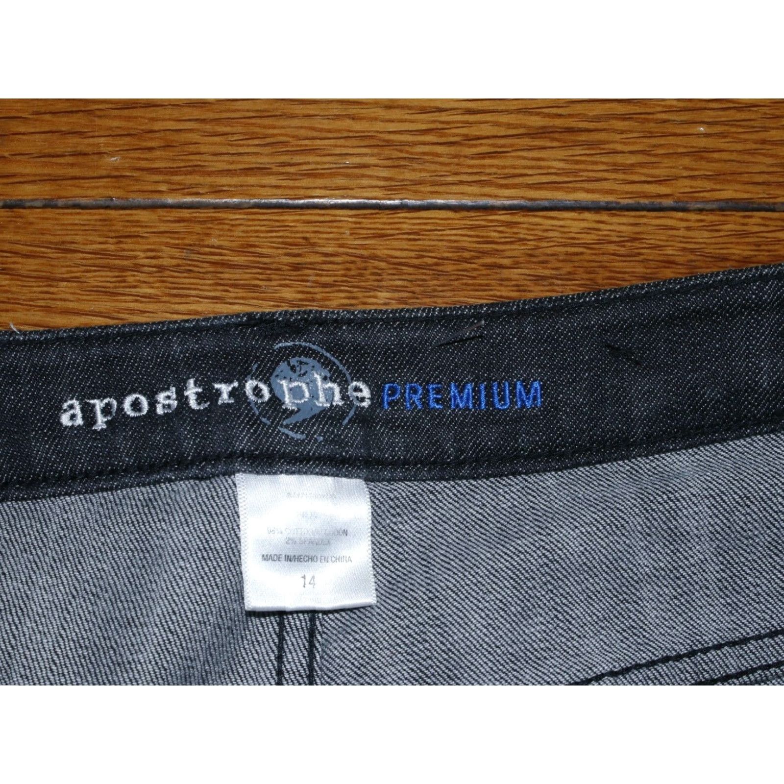 Denime Apostrophe Jeans Black Premium Denim Women's 14 36x32 Dark Washed Straight High Rise 32 Inseam Size 36" / US 14 / IT 50 - 8 Thumbnail