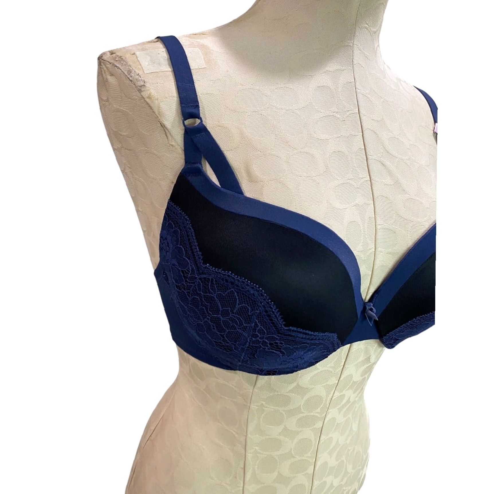 Vintage Maidenform Bra 34D Navy Blue Black Push Up & In Underwire Padded DM9900 Women Size ONE SIZE - 3 Thumbnail