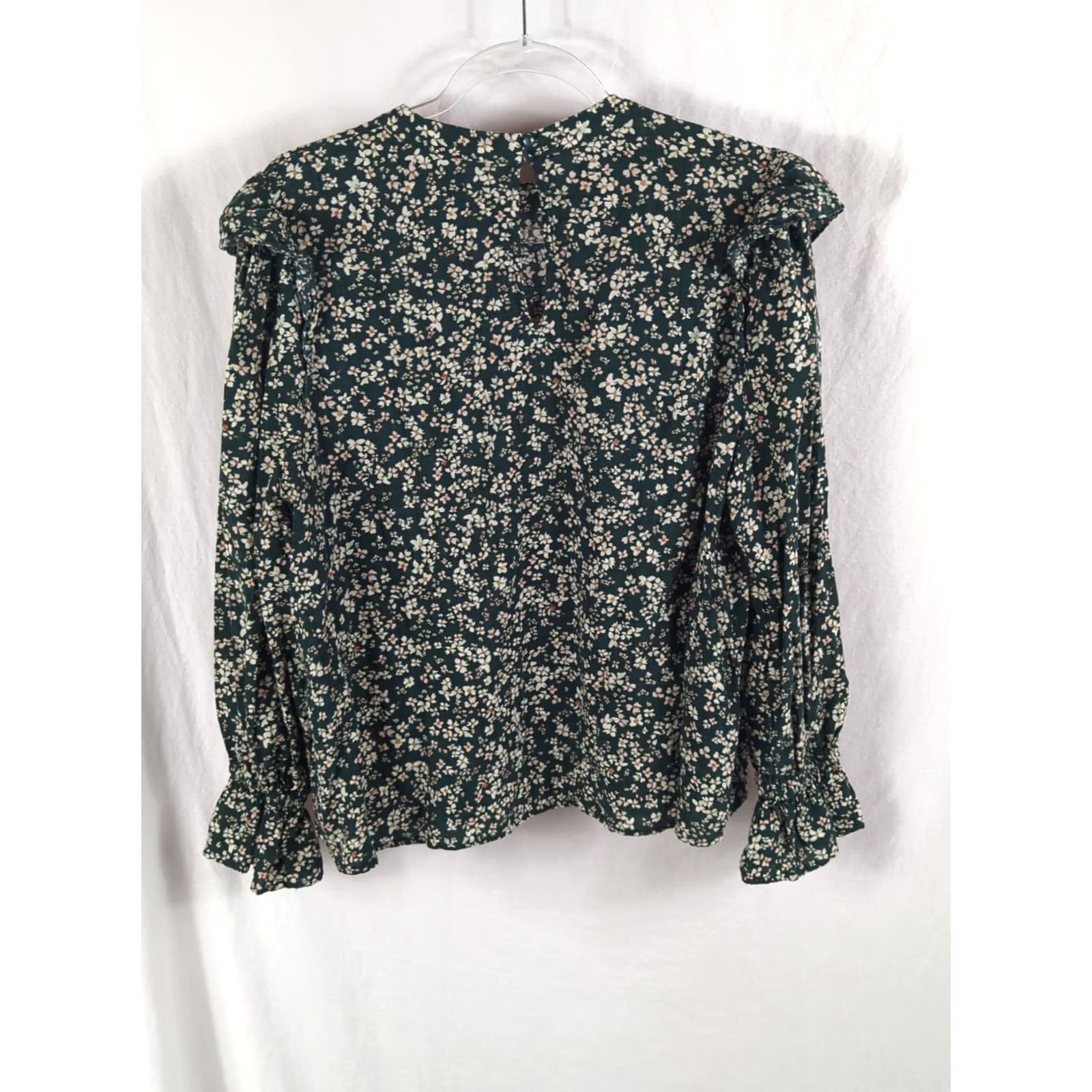 Vintage VINTAGE? No — Green Floral Ruffle Blouse Shirt 0X Long Sleeve Top Plus Size Women’s prairie Size XL / US 12-14 / IT 48-50 - 5 Thumbnail