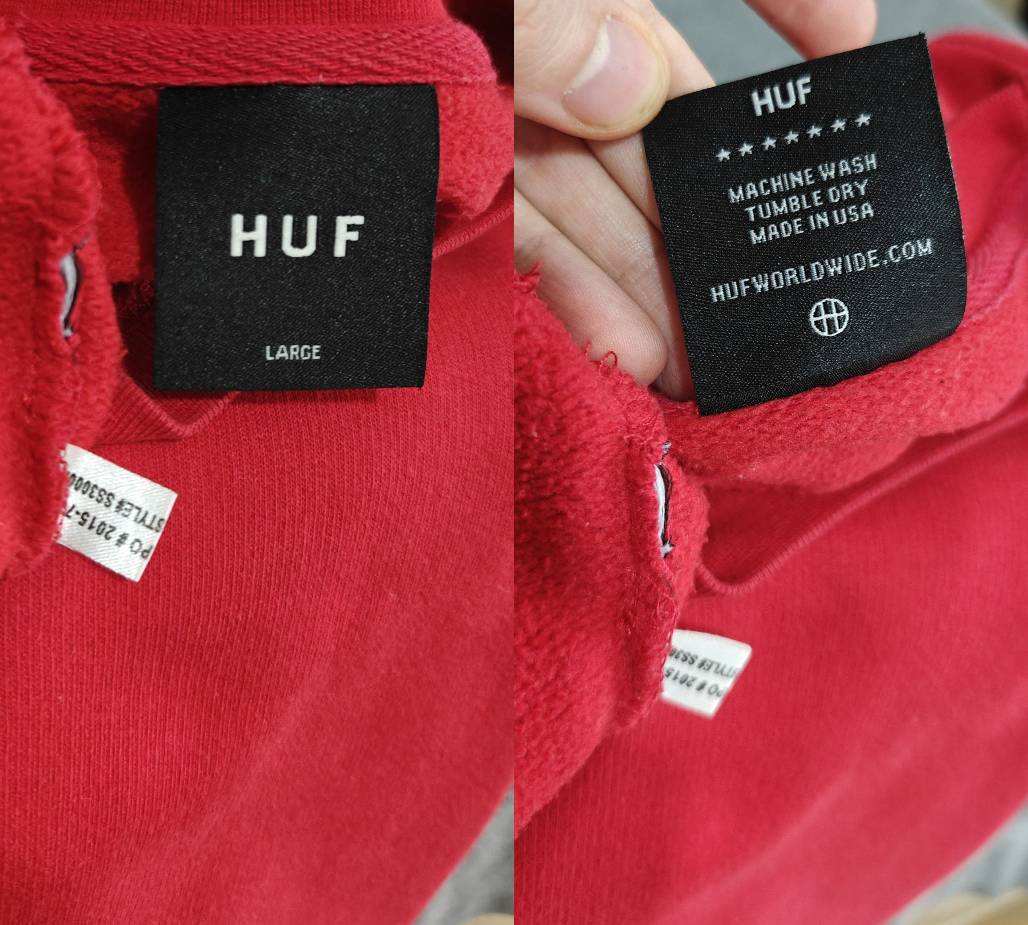 Huf HUF Sweatshirt Crewneck Center Logo Red Skate size L Size US L / EU 52-54 / 3 - 9 Thumbnail