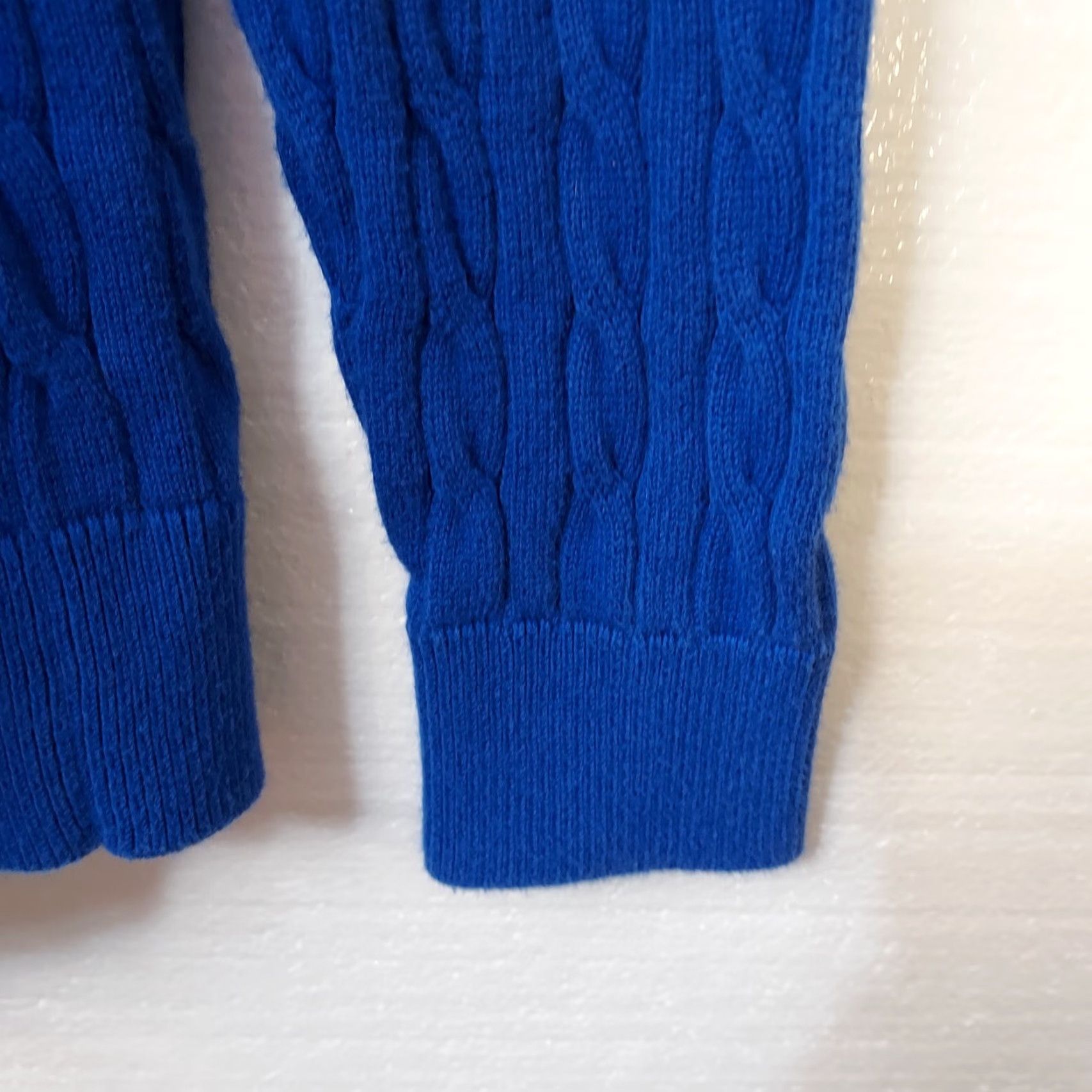 Lands' End Lands' End Sweater Blue Cable-Knit Long Sleeve Shirt Womens Size L Farm Credit Logo Embroidered Pullover Casual Knit Cotton Blend Regular Size L / US 10 / IT 46 - 4 Thumbnail