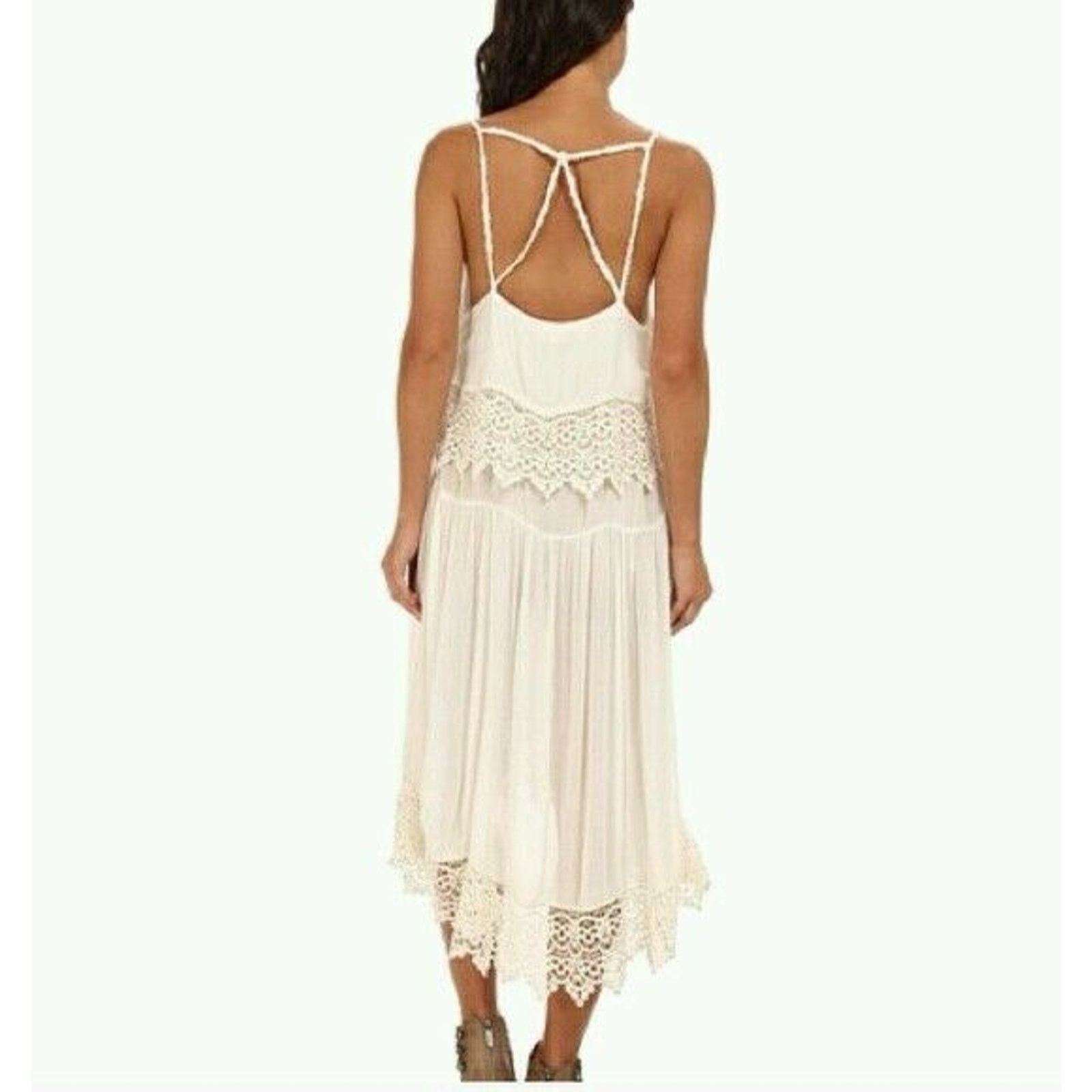 Free People New Free People Intimately Star Crochet Crepe Slip Dress Size XS / US 0-2 / IT 36-38 - 7 Thumbnail