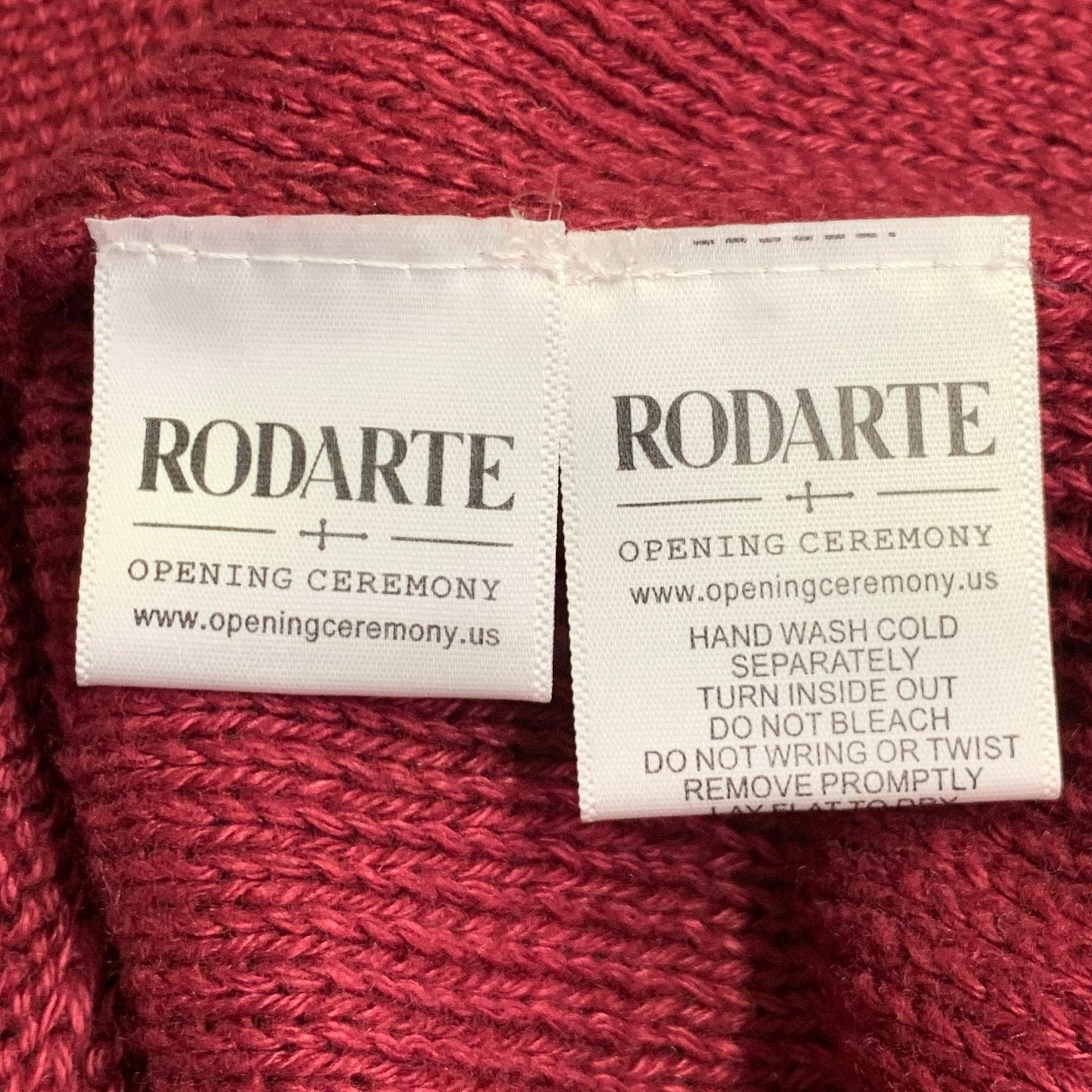 Opening Ceremony RODARTE Beige Red Knit Linen V-Neck Sweater Size US L / EU 52-54 / 3 - 10 Thumbnail