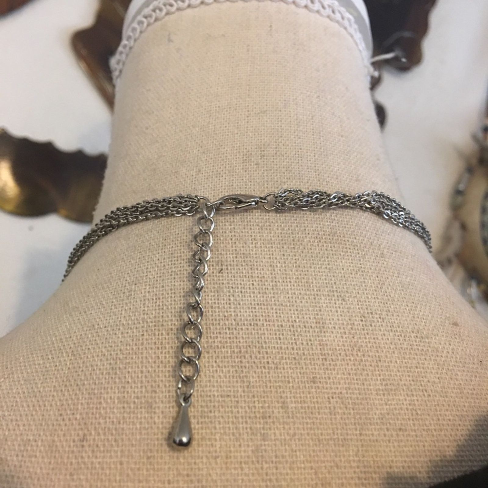 Jewelry Rhinestone pave heart multi strand chain necklace Size ONE SIZE - 3 Thumbnail