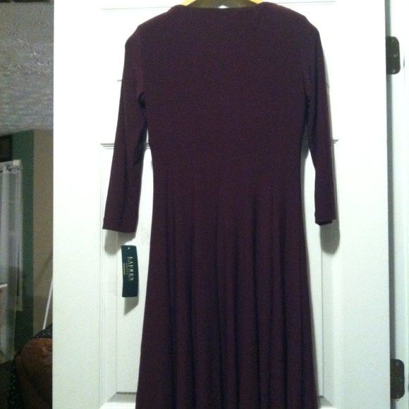 Ralph Lauren RALPH LAUREN WOMEN'S NEW BURGUNDY 95%POLYESTER DRESS SIZE: 2 Size XS / US 0-2 / IT 36-38 - 7 Thumbnail