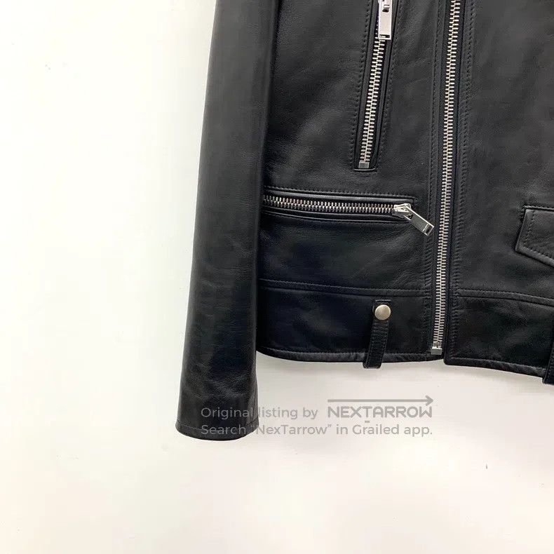 Saint Laurent Paris Saint Laurent Paris Black Leather Notched Lapel Zipped Lon Size US L / EU 52-54 / 3 - 4 Thumbnail
