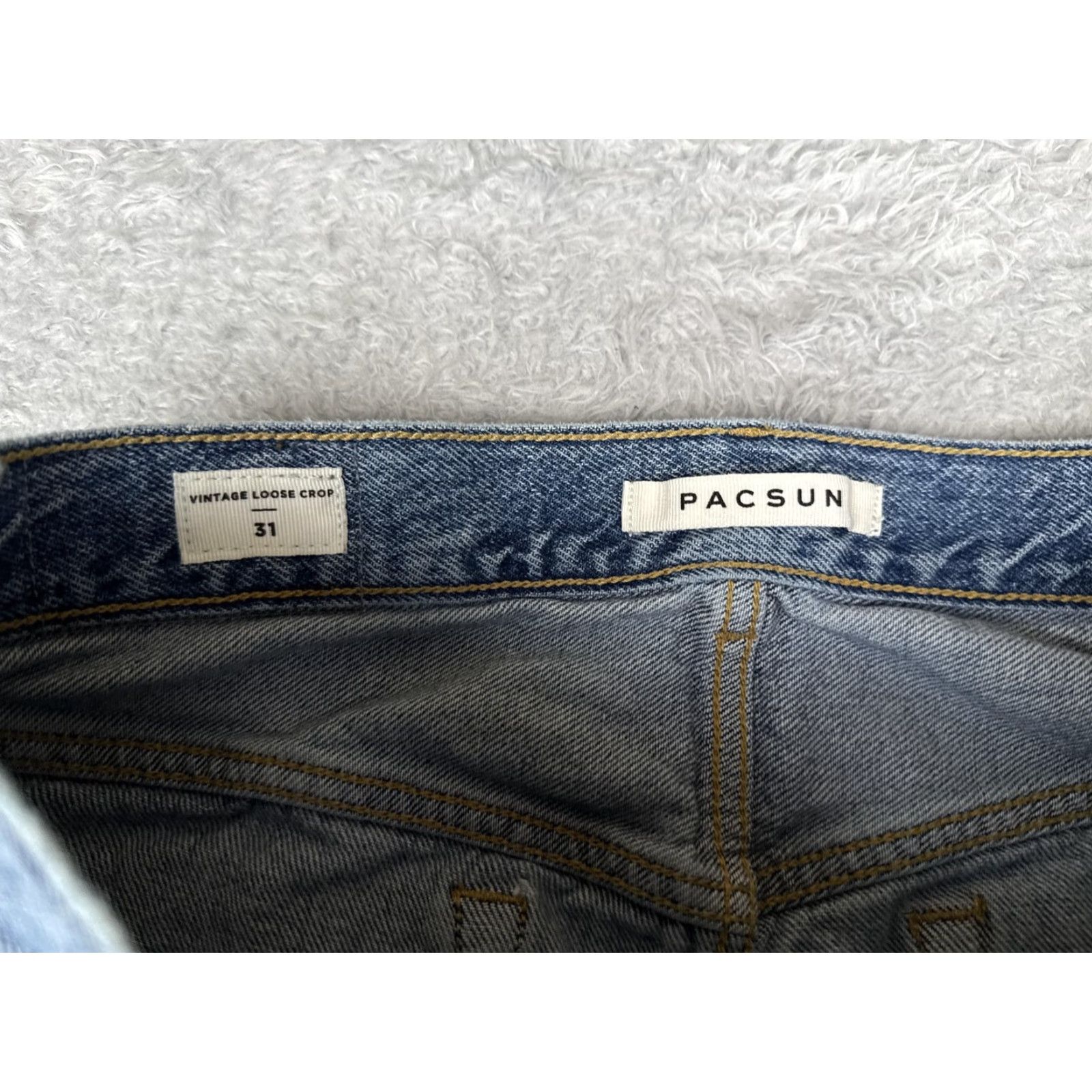 Pacsun PacSun Vintage Loose Crop Jeans Women 31x26 Button Fly Distressed Raw Hem Denim Size 24" / US 00 / IT 34 - 6 Thumbnail