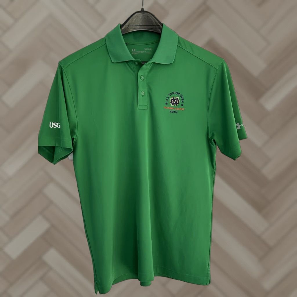 Under Armour Under Armour Notre Dame Golf Polo Shirt Green M Adult Short Sleeve Button Closure Collared Logo HeatGear Regular Fit Size US M / EU 48-50 / 2 - 1 Thumbnail