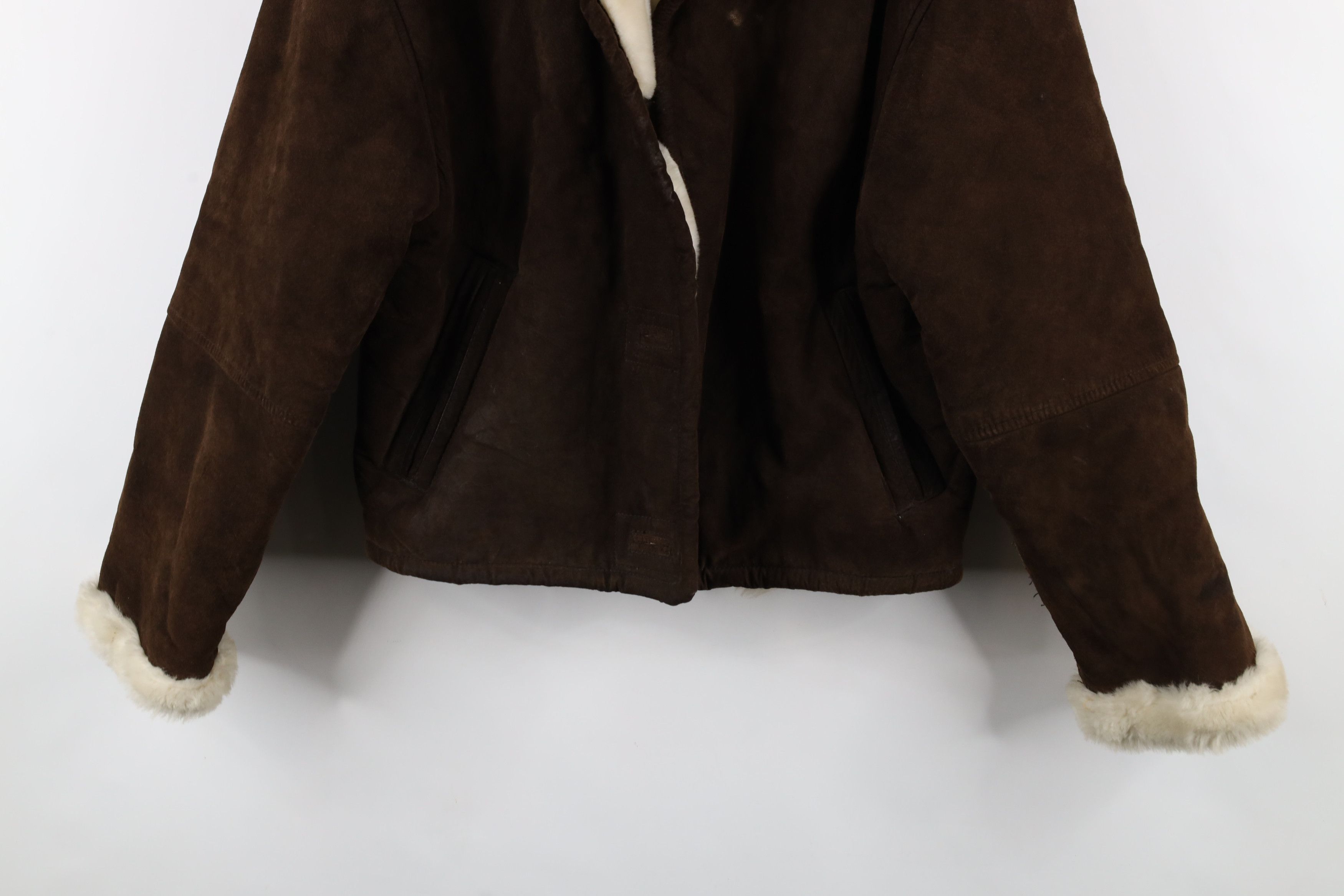 Express × Vintage Vintage 90s Express Fleece Lined Suede Leather Jacket Size S / US 4 / IT 40 - 3 Thumbnail