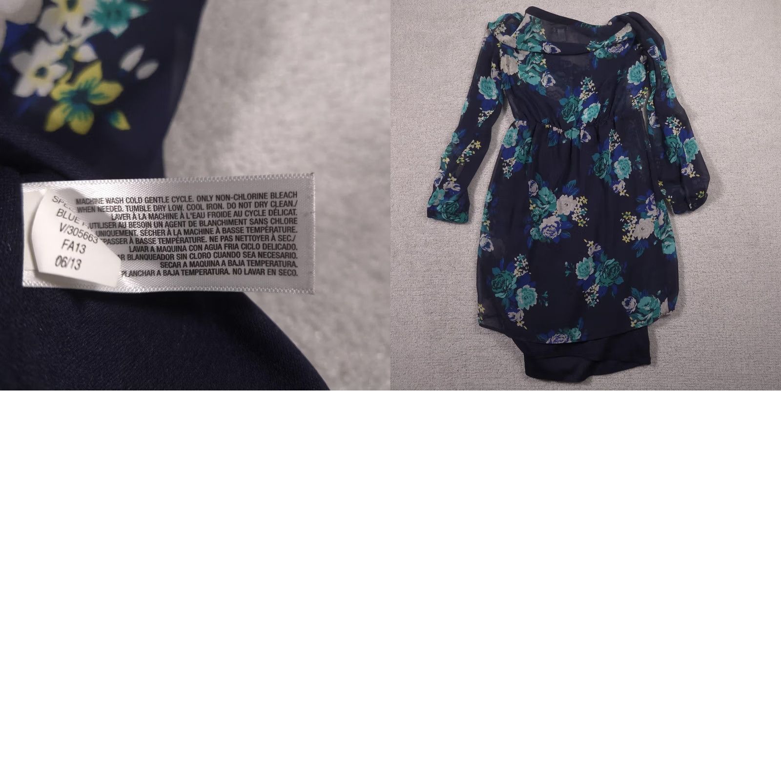 Old Navy VINTAGE Old Navy Dress Womens Small Petite Blue Floral Long Sleeve Lined Sundress Size S / US 4 / IT 40 - 9 Thumbnail