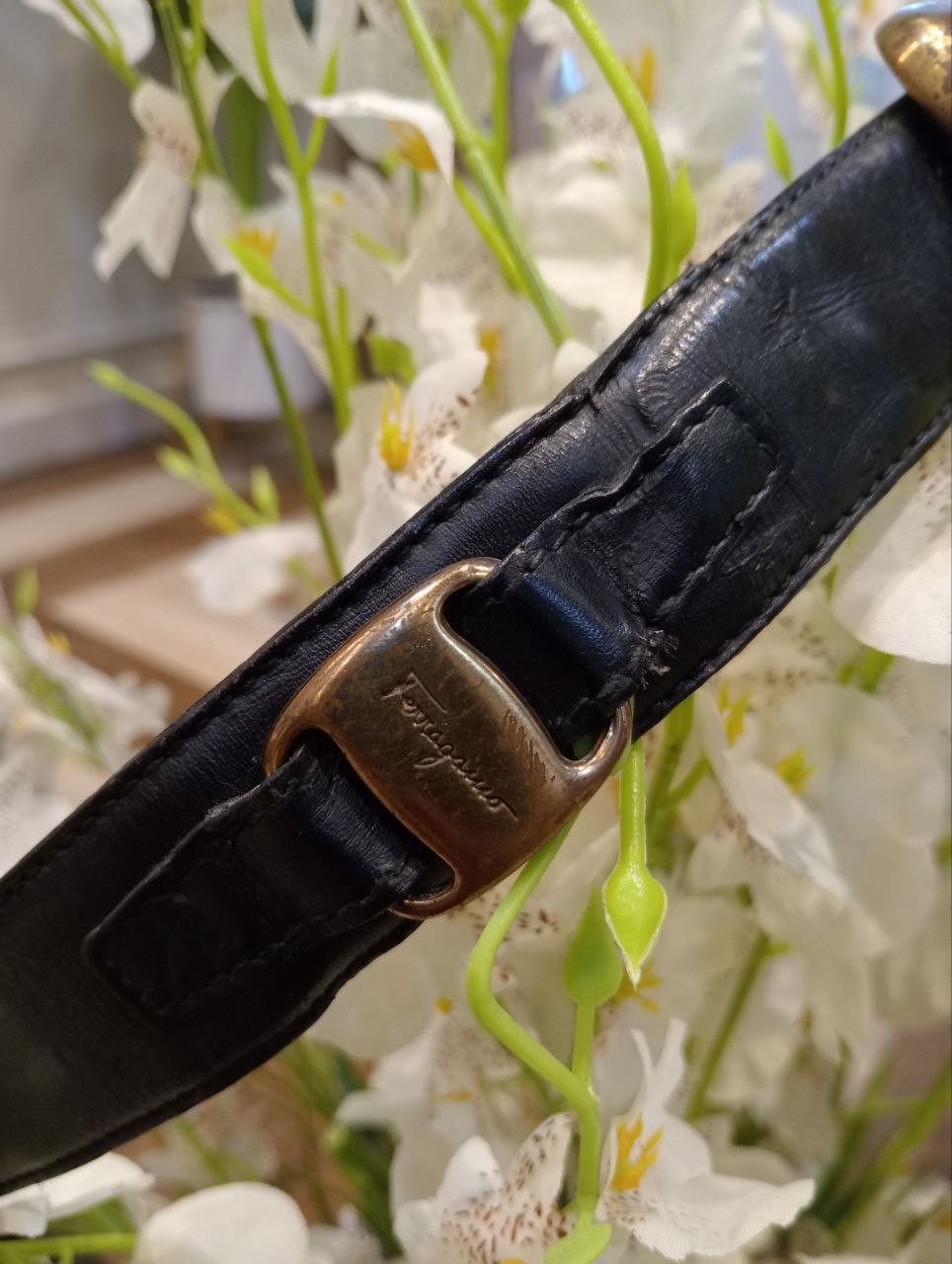 Salvatore Ferragamo VINTAGE SALVATORE FERRAGAMO LEATHER BELT - BLACK Size ONE SIZE - 2 Thumbnail
