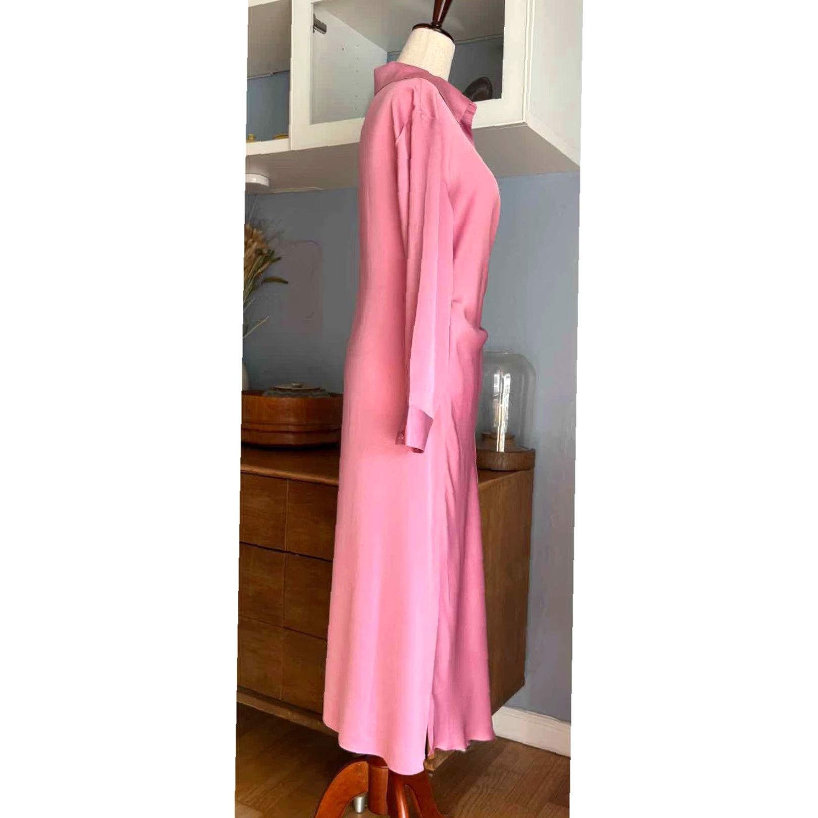 Vintage Taylor Tillman Samantha Pink Wrap Midi Dress Satin XS Women's Midi Dress Satin Size XS / US 0-2 / IT 36-38 - 2 Thumbnail