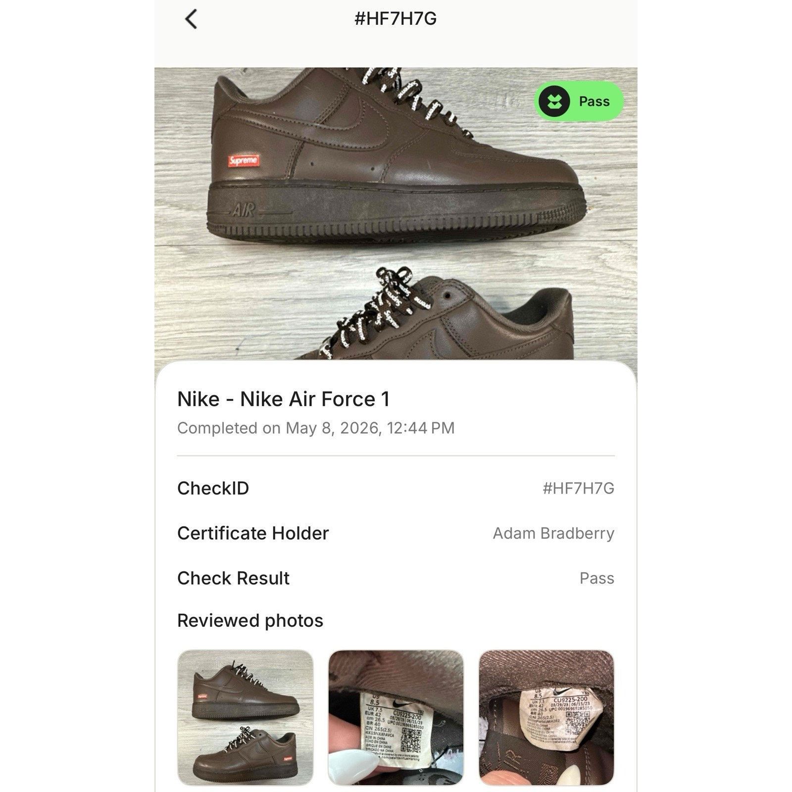 Nike Supreme x Nike Air Force 1 Low - Baroque Brown - Size 8.5 Size US 8.5 / EU 41-42 - 8 Thumbnail