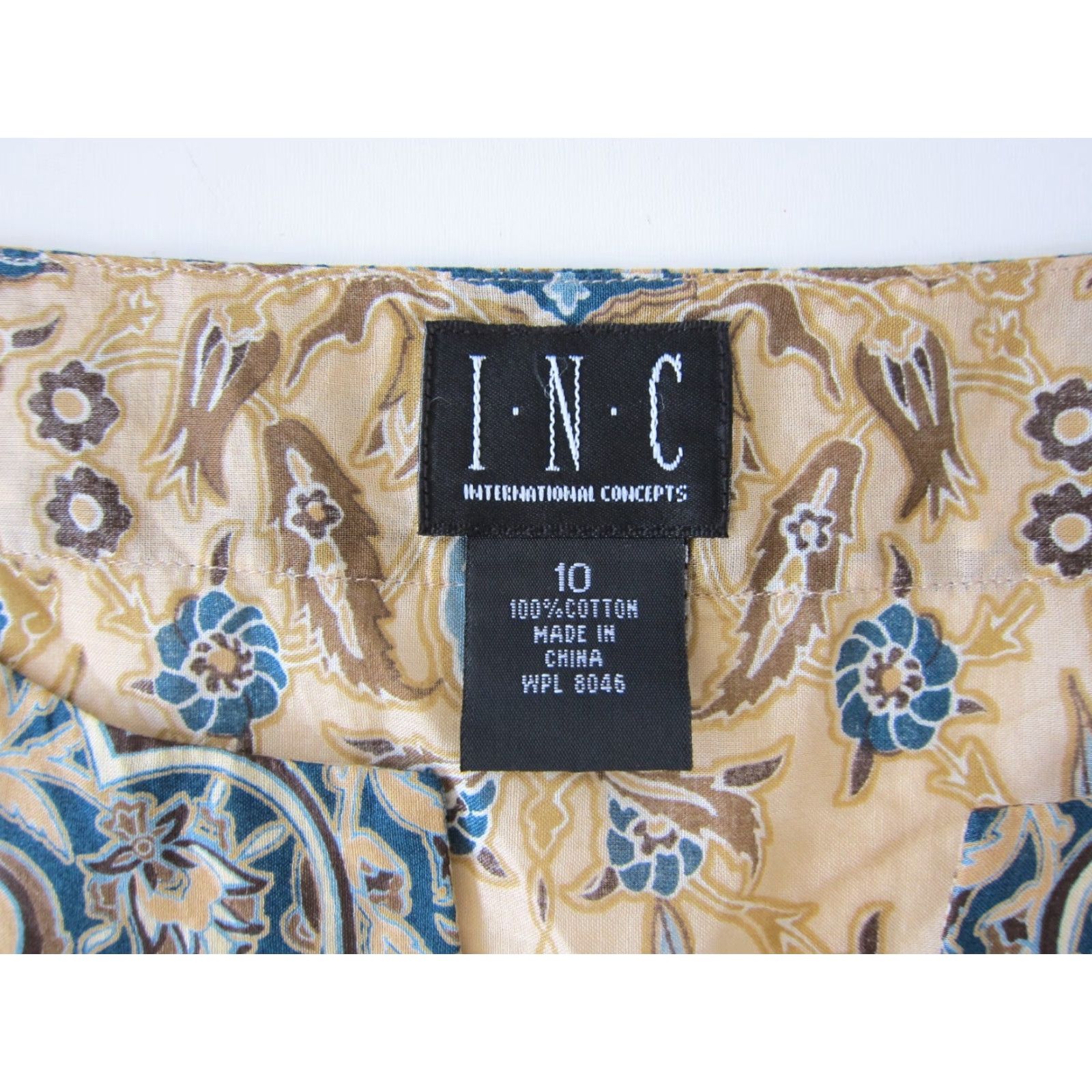Vintage INC 100% Cotton Gauze Blue Floral Long Flare Sleeve V-Neck Blouse 10 Women Blouse Shirt Size L / US 10 / IT 46 - 4 Thumbnail