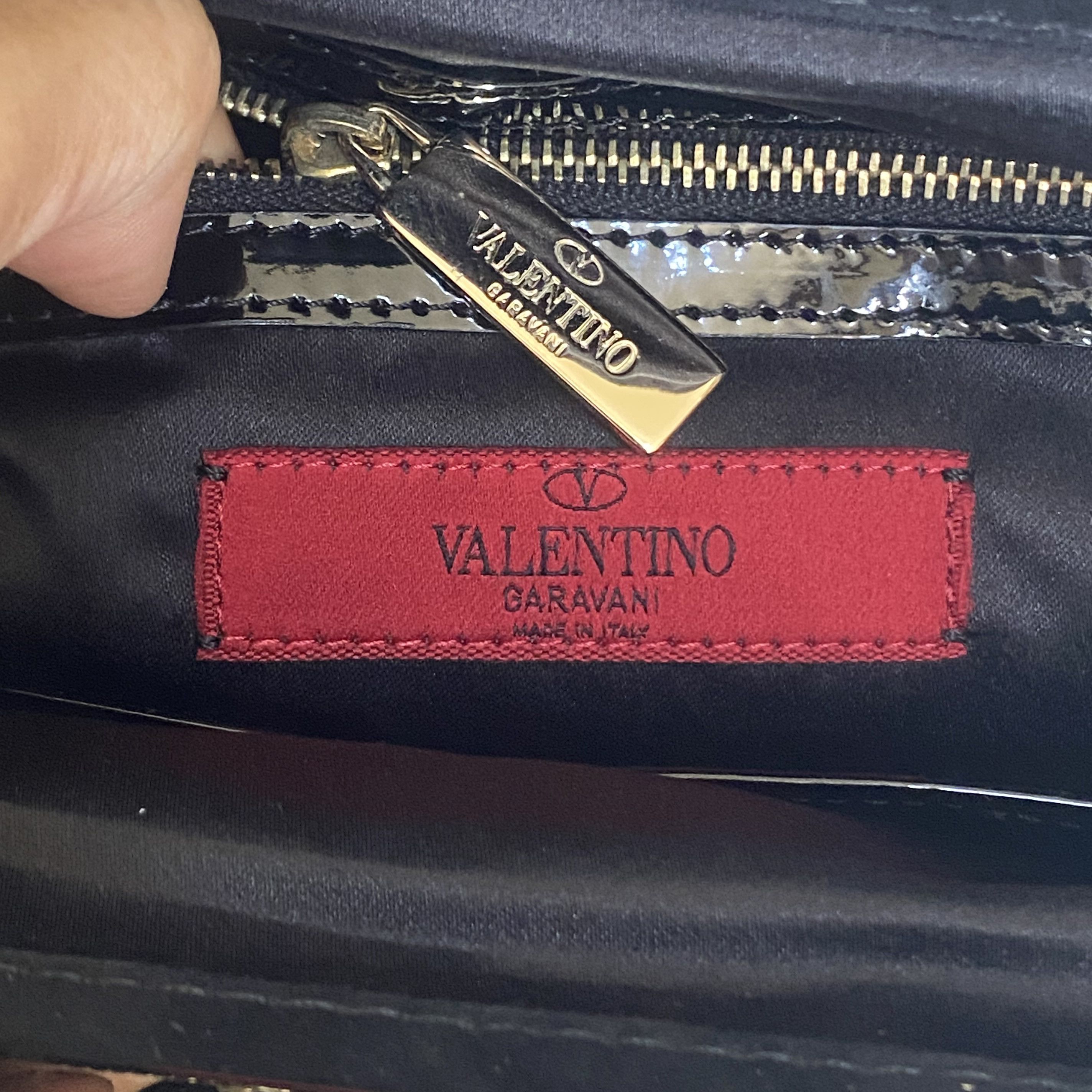 Valentino × Vintage Vintage Black Bow Patent Leather Top Handle Satchel Bag Size ONE SIZE - 13 Thumbnail