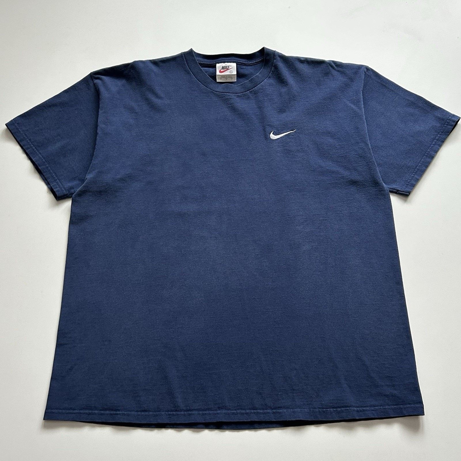 Nike × Vintage Vintage Nike T Shirt XL Blue Embroidered Swoosh Made In USA Size US XL / EU 56 / 4 - 1 Thumbnail