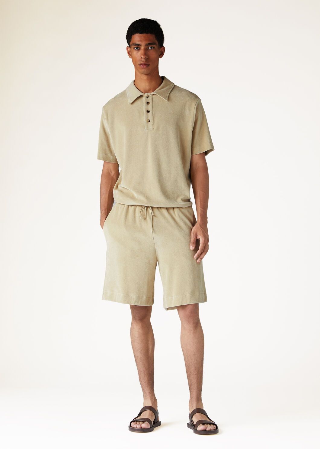 Loro Piana o1w1db10125 FAN9299 Tsubaki Polo Shirt in Beige Size US XL / EU 56 / 4 - 4 Thumbnail