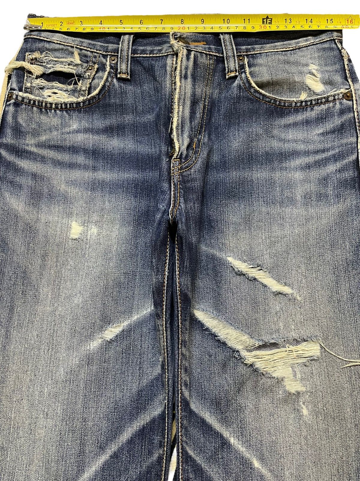 Edwin Vintage Edwin 402 Blue Faded Wash Distress Style Jeans Size US 30 / EU 46 - 12 Thumbnail