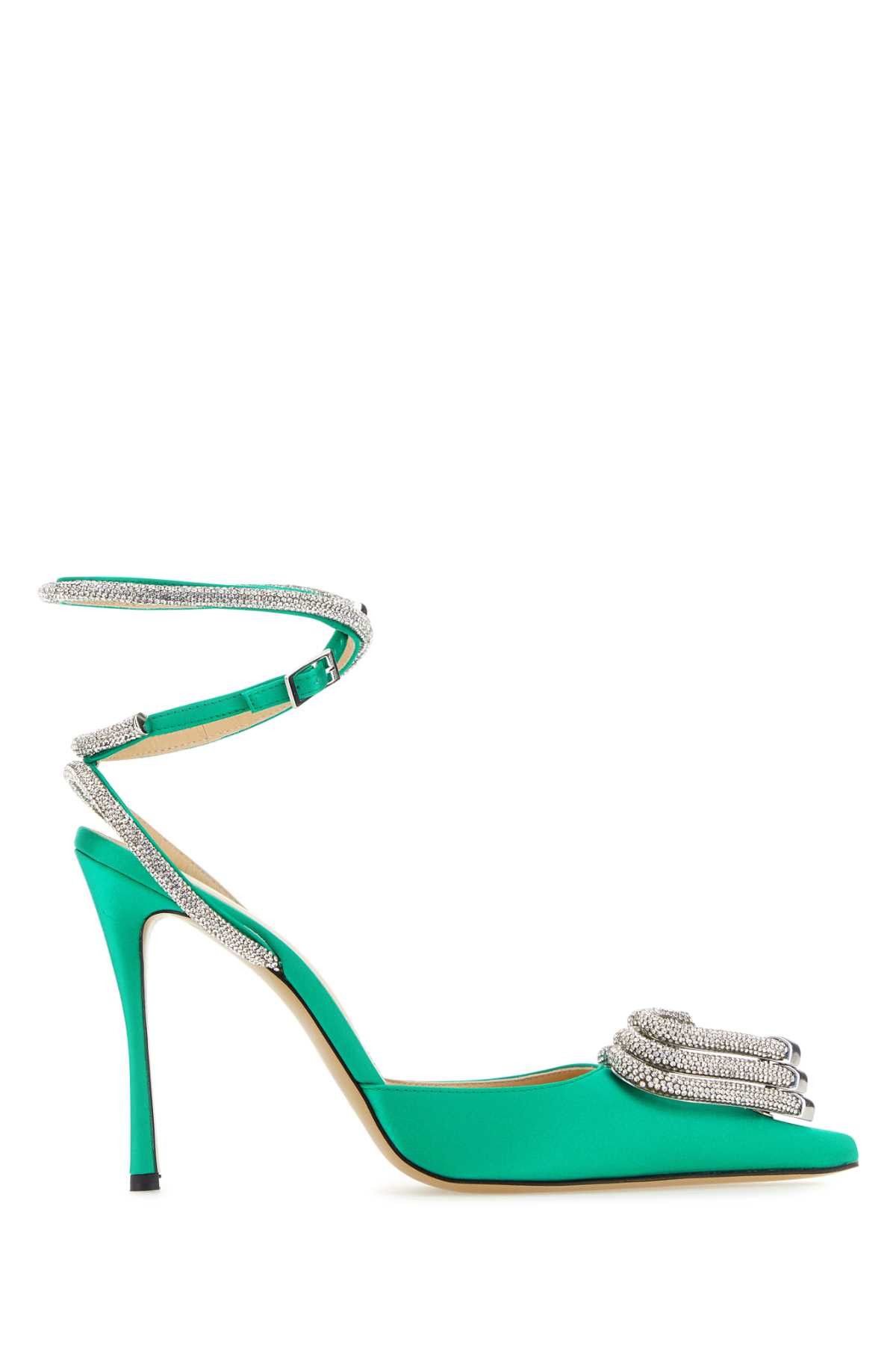 image of Mach&mach Green Satin Pumps Shoes, Women's (Size 6)