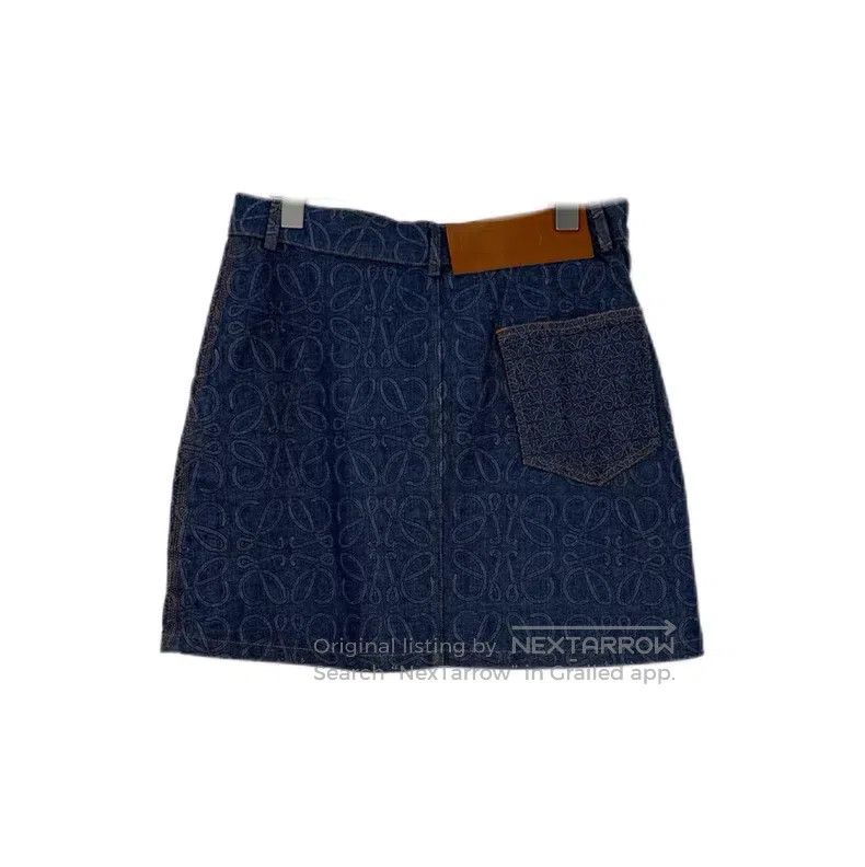 Loewe Loewe Asymmetrical Full Logo Leather Tag Denim Skirt Size 25" / US 0 / IT 36 - 2 Thumbnail