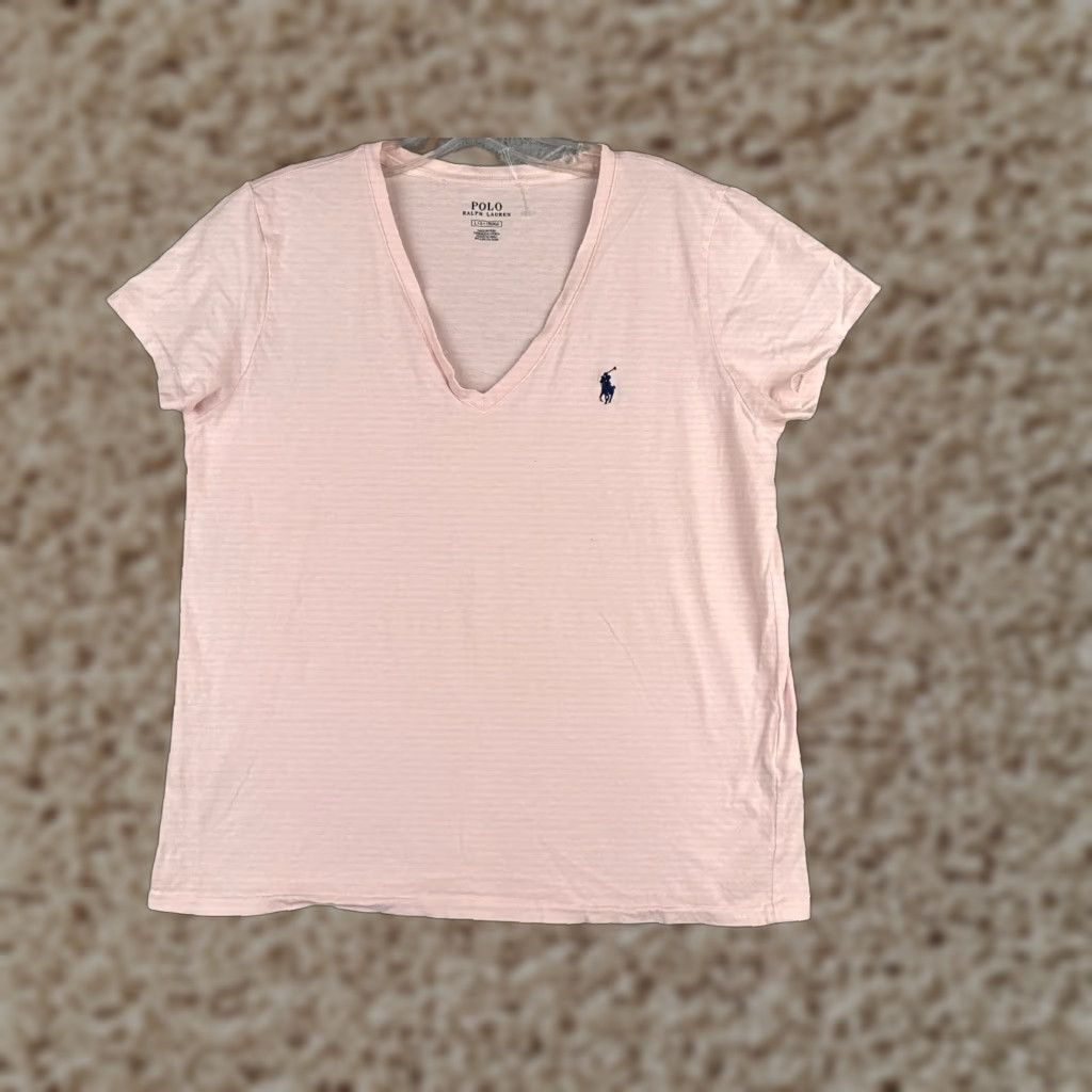Ralph Lauren VINTAGE Polo Ralph Lauren Shirt Junior Large Pink 100% Cotton V-Neck Short Sleeve Mens (L) Pink Embroidered Logo Modern Classic Sports Womens? Size US L / EU 52-54 / 3 - 1 Thumbnail