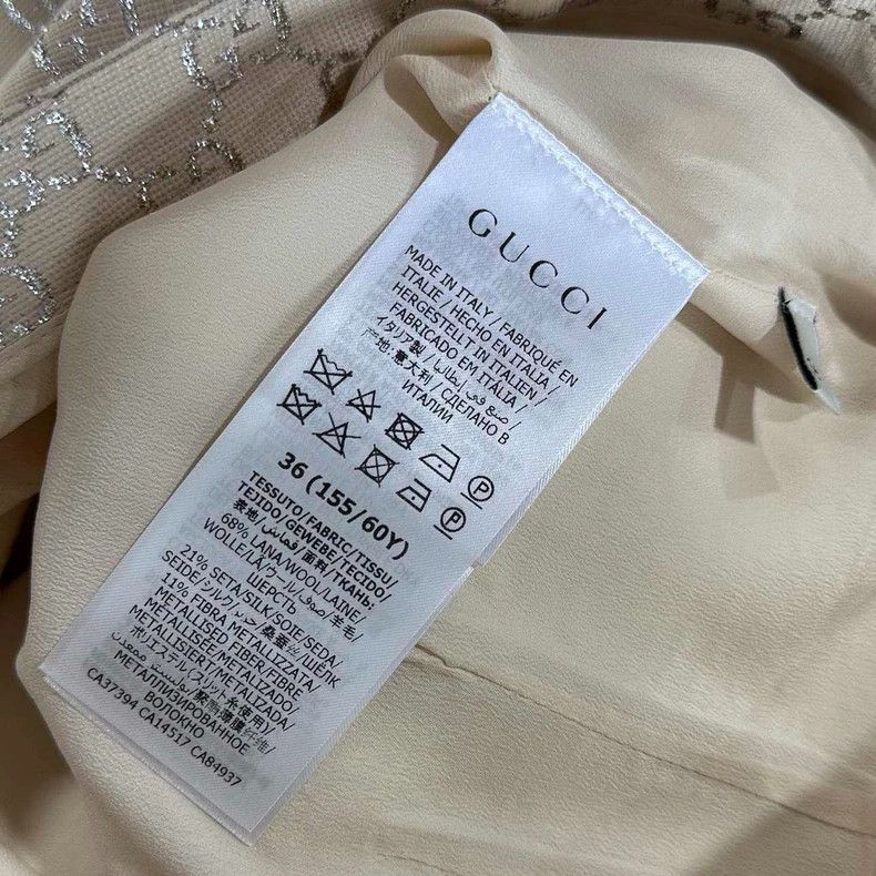 Gucci Gucci Beige silver silk full-printed wool skirt 2506-Nextar Size 24" / US 00 / IT 34 - 5 Thumbnail